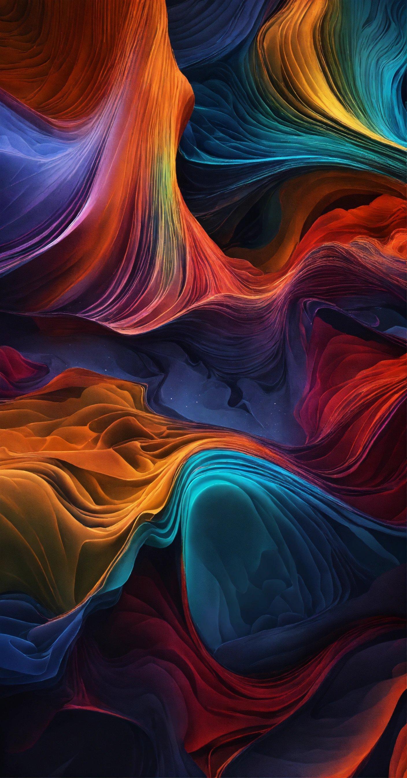 An Abstract Painting Of A Multicolored Wave