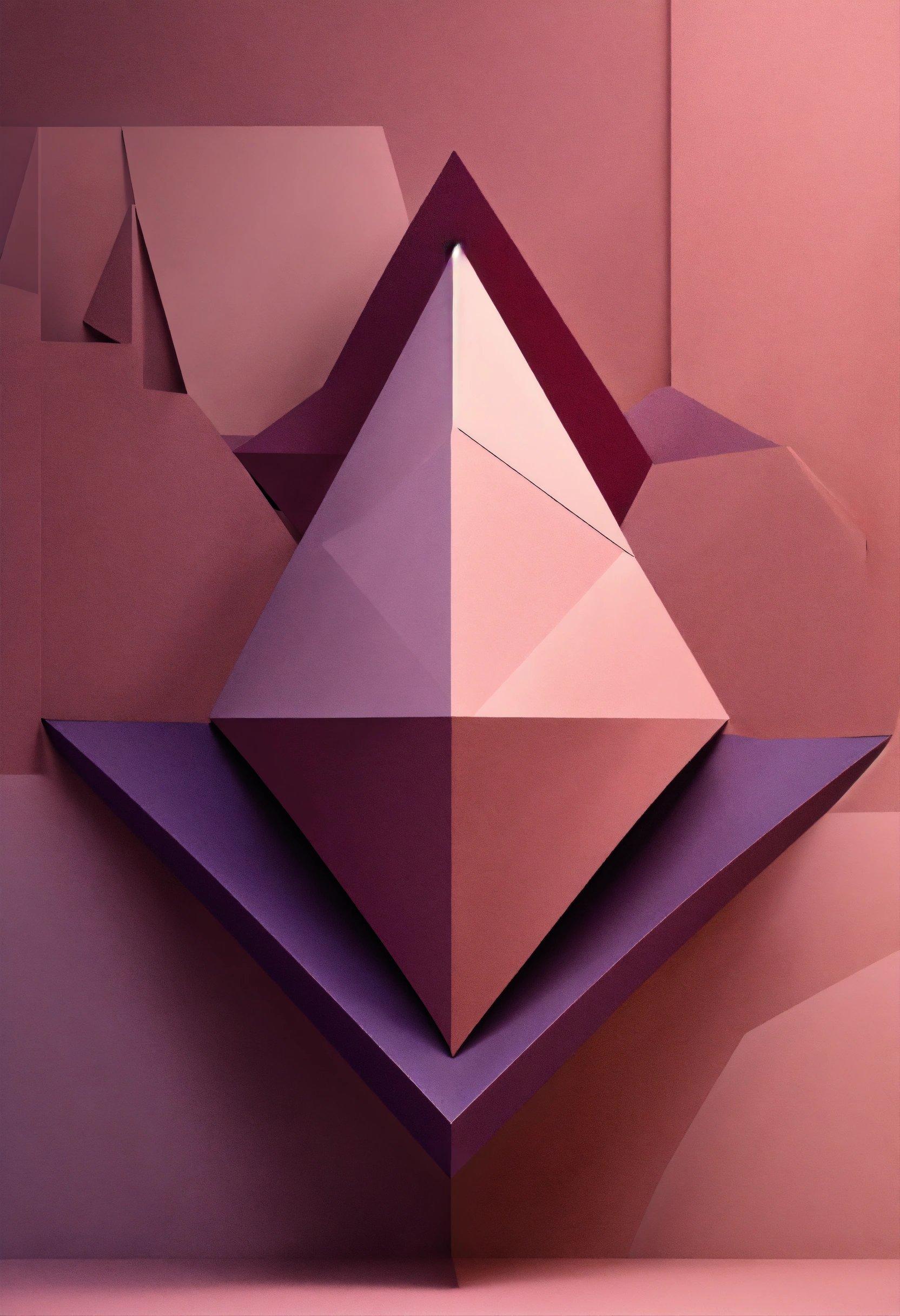 An Abstract Painting Of A Pink And Purple Object