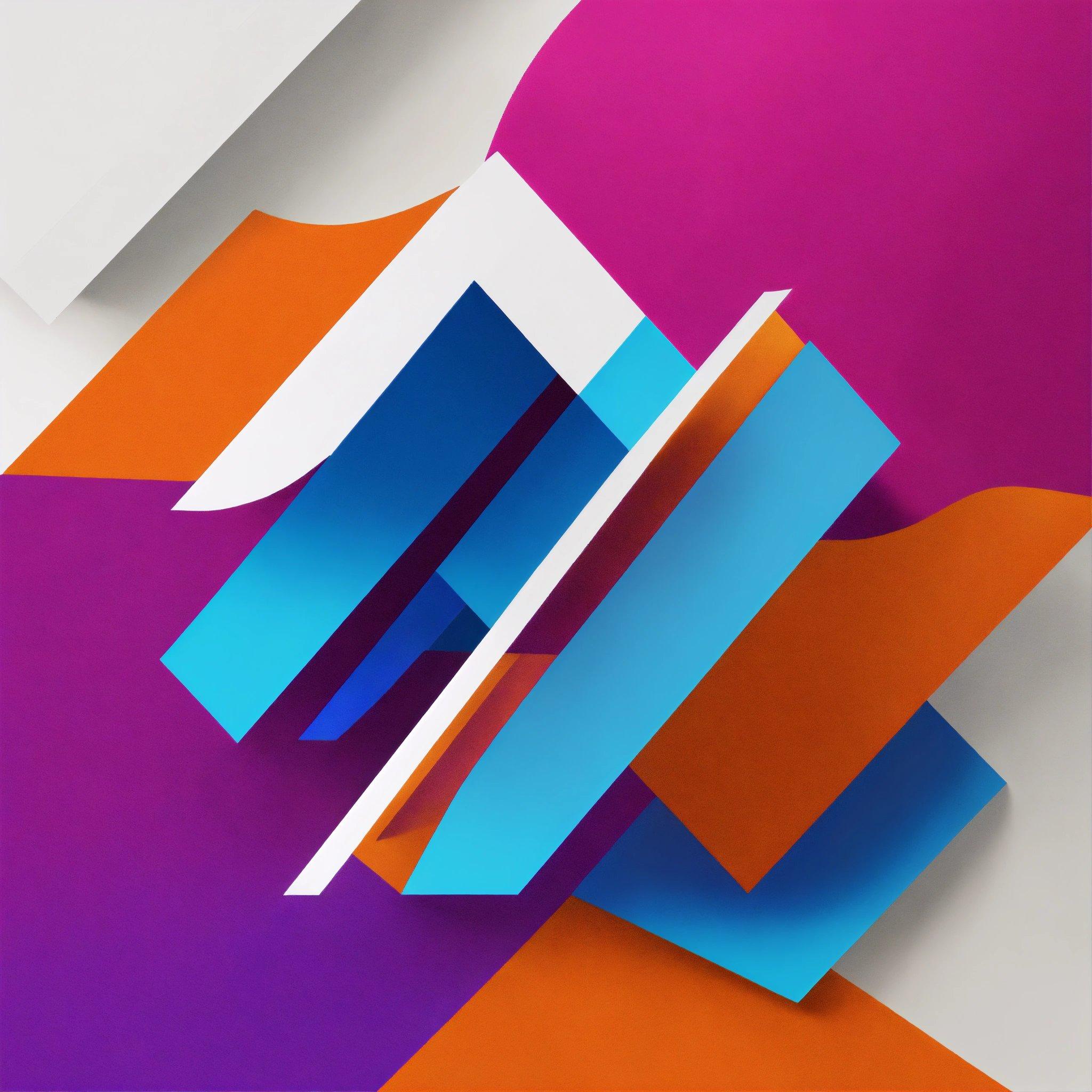 An Abstract Painting Of A Purple, Orange, And Blue Rectangle