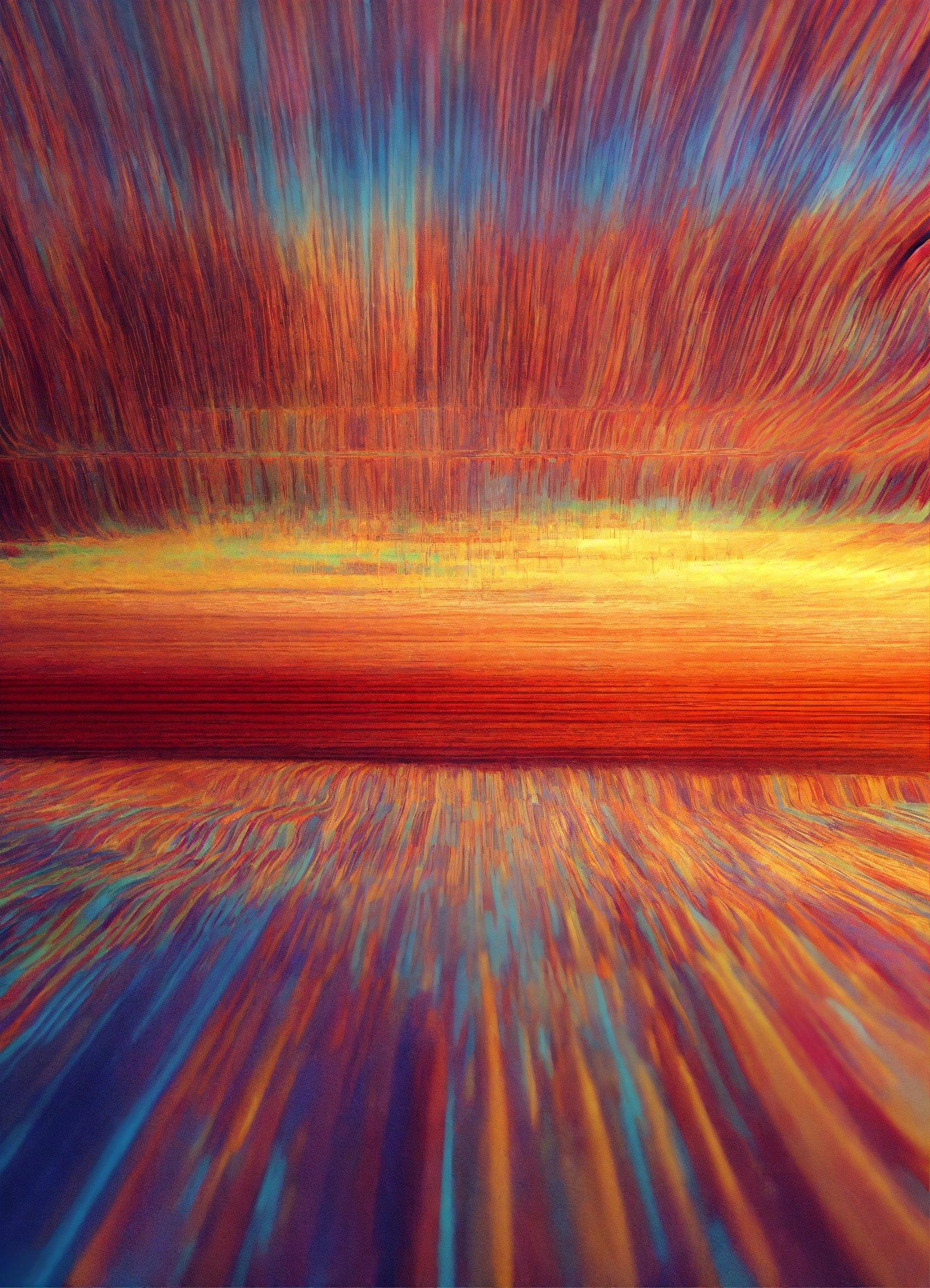 An Abstract Painting Of A Red And Yellow Sky