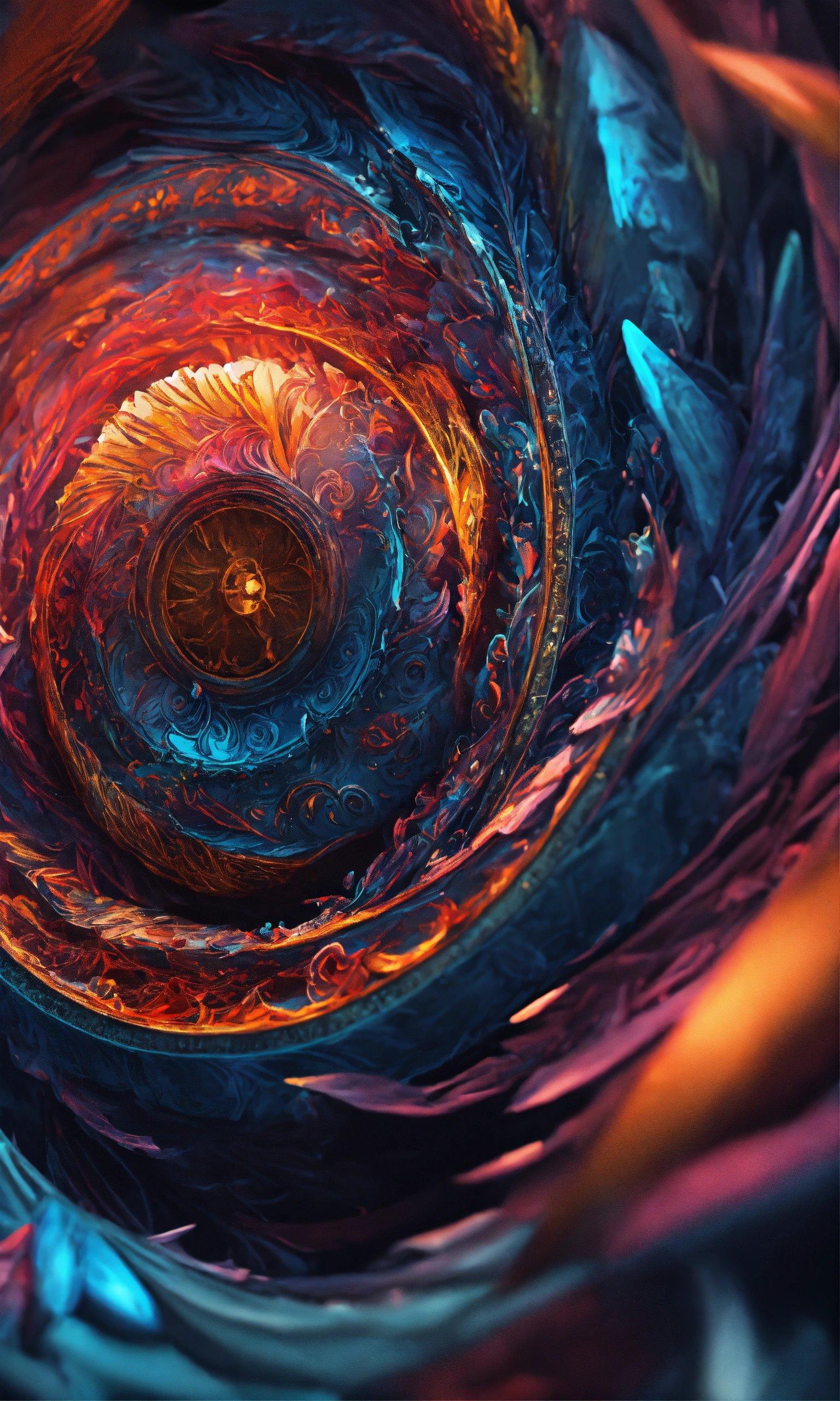 An Abstract Painting Of A Spiral Design