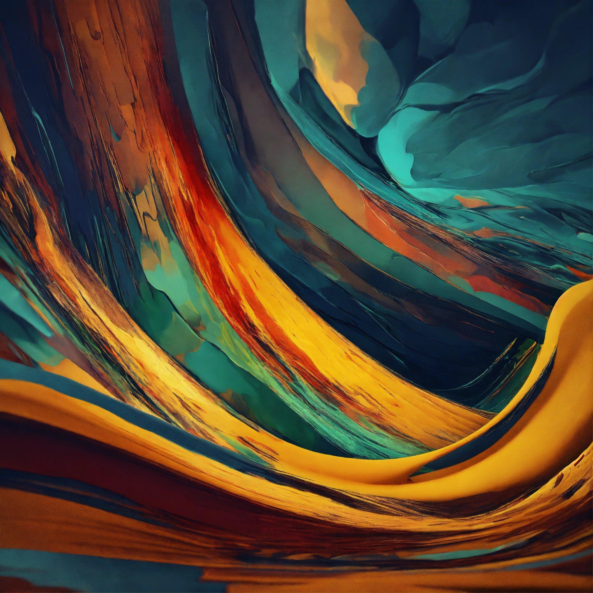 An Abstract Painting Of A Wave Of Colors