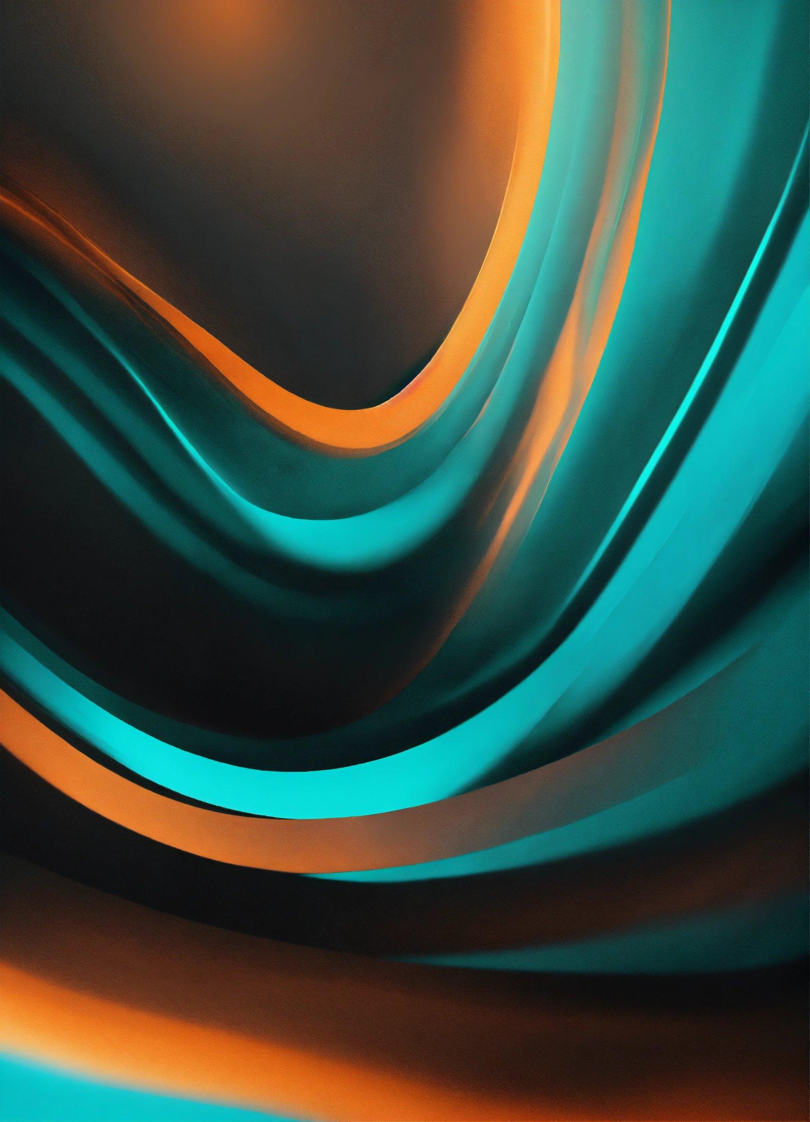 An Abstract Painting Of Blue And Orange Curves