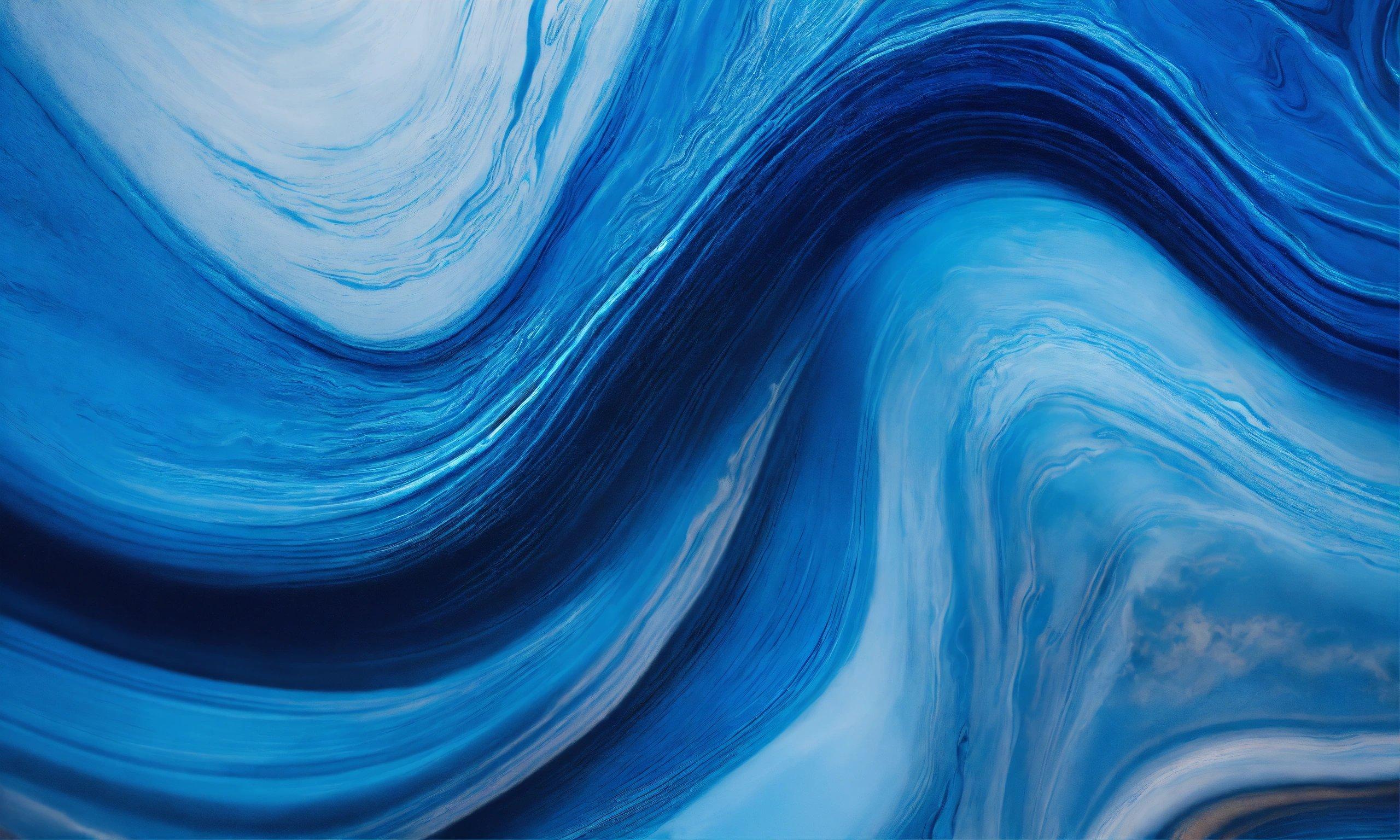 An Abstract Painting Of Blue And White Waves