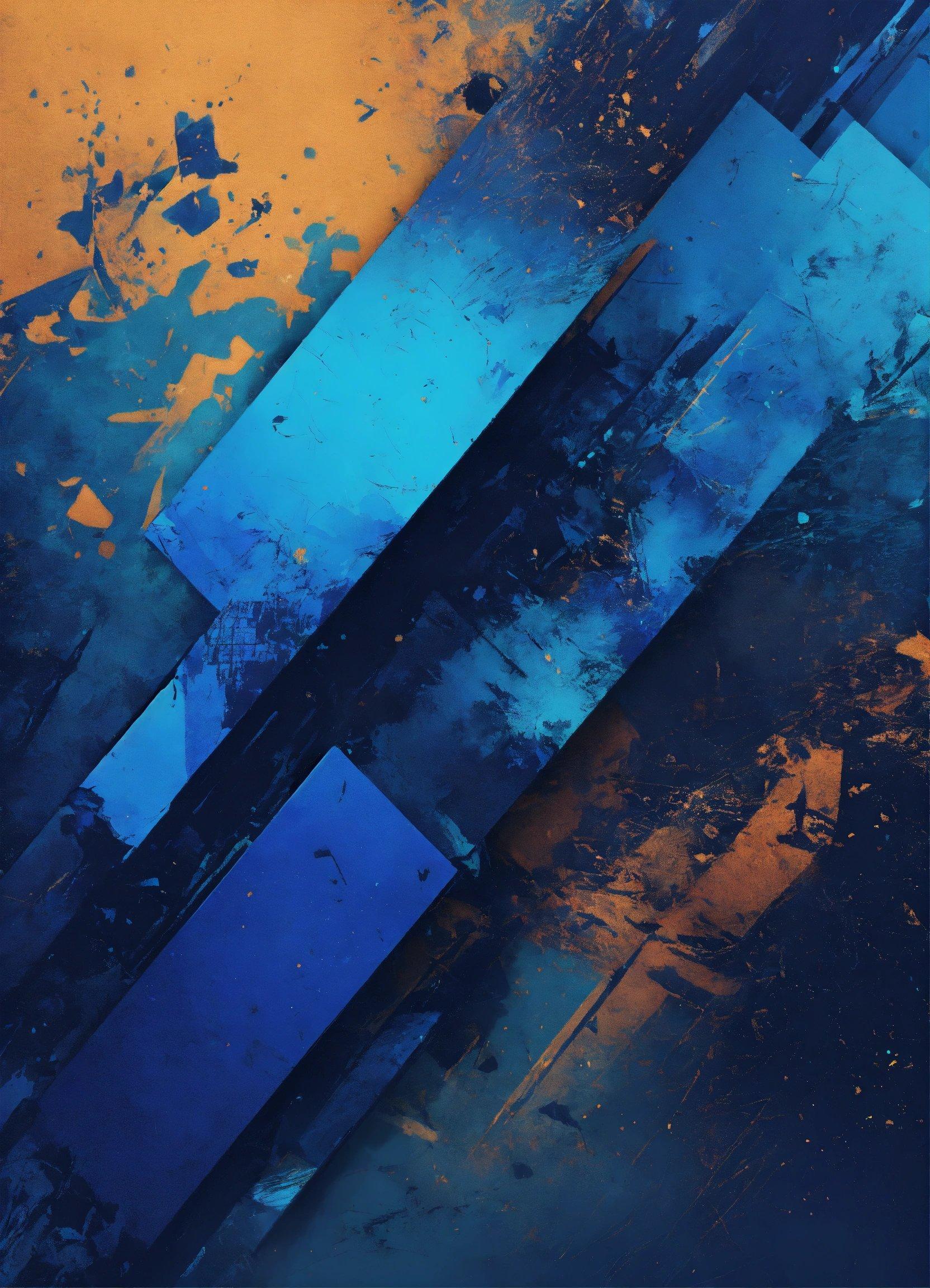 An Abstract Painting Of Blue And Yellow Colors