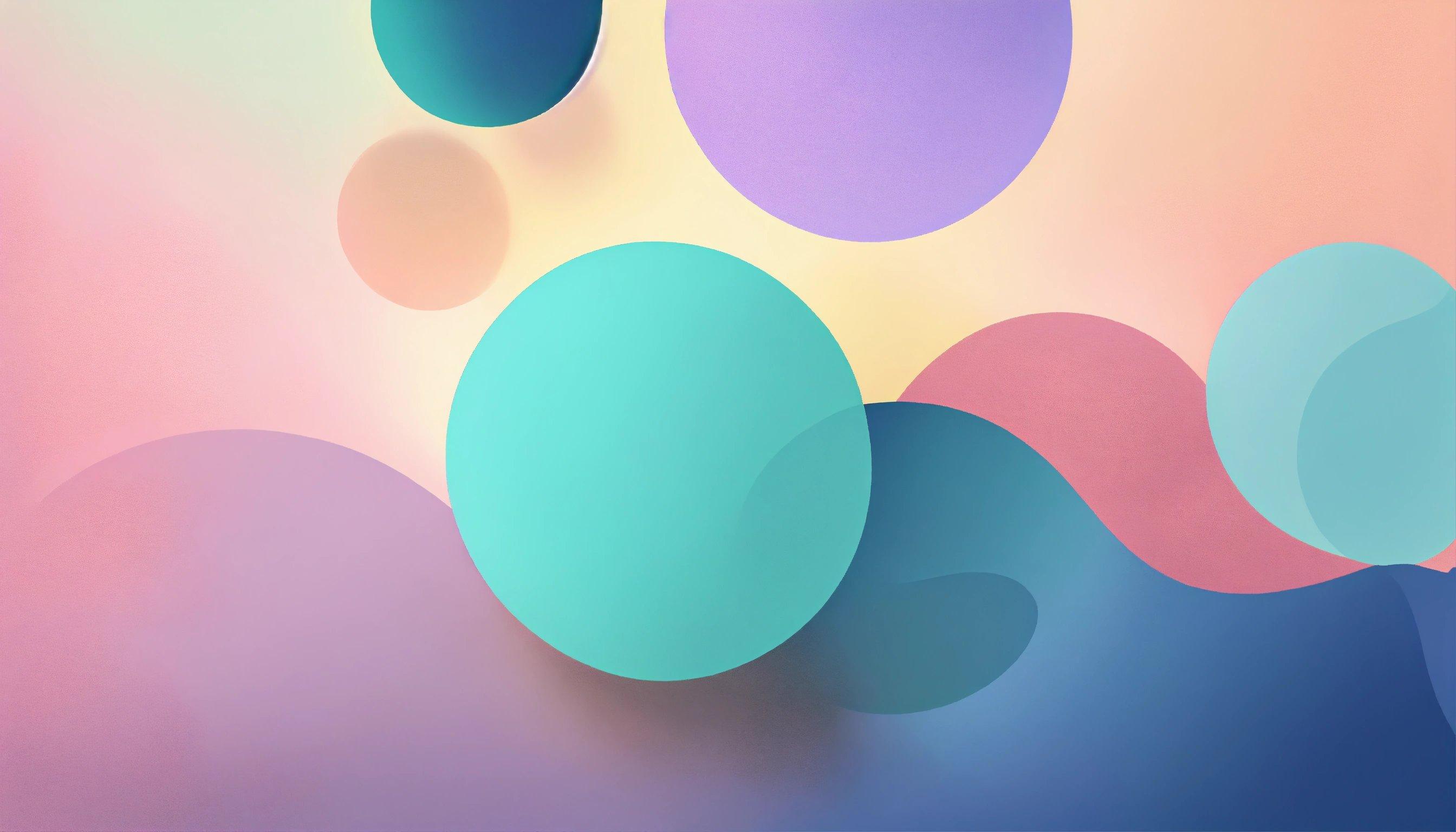 An Abstract Painting Of Blue, Pink, And Yellow Circles