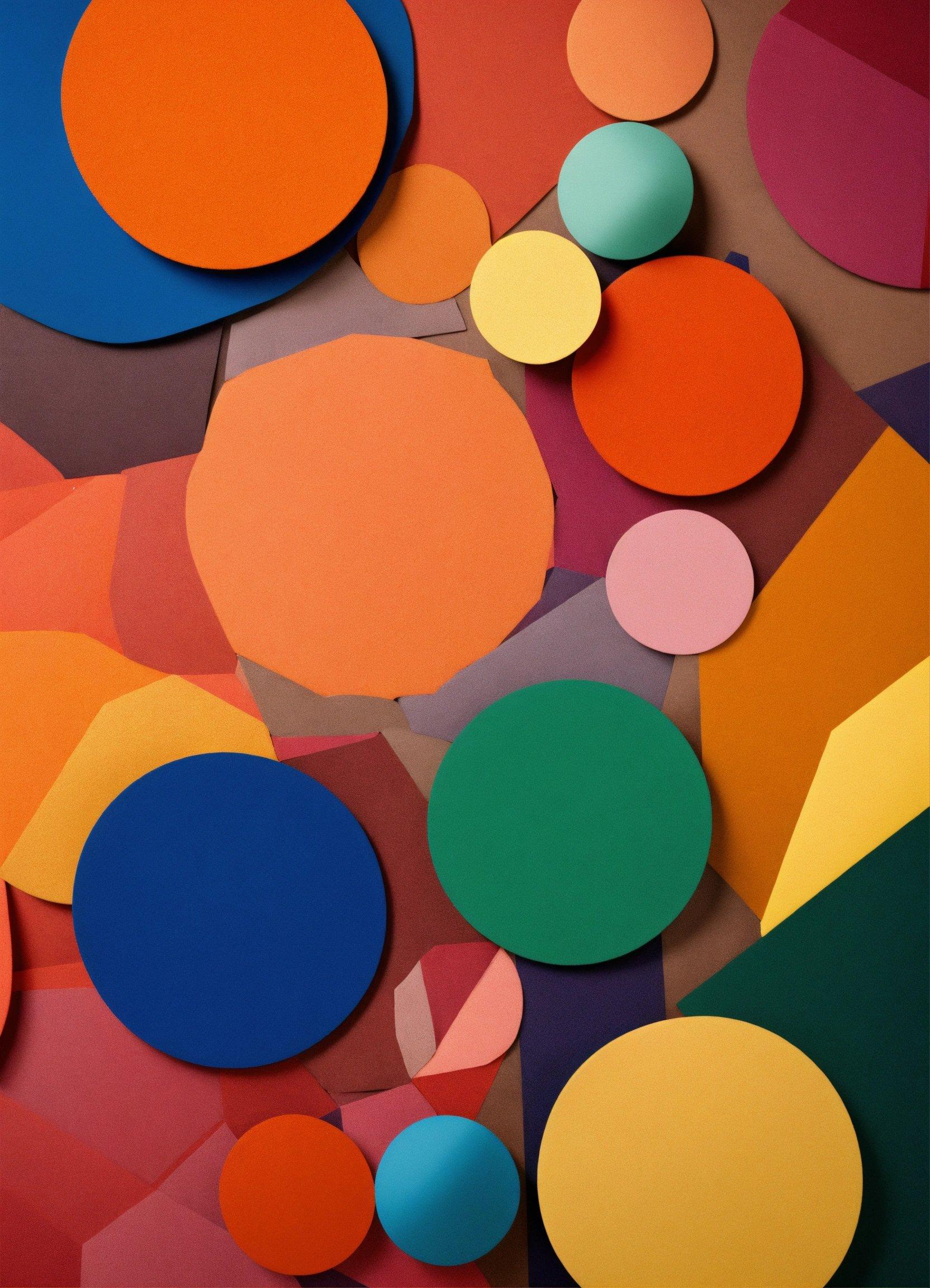 An Abstract Painting Of Circles And Shapes