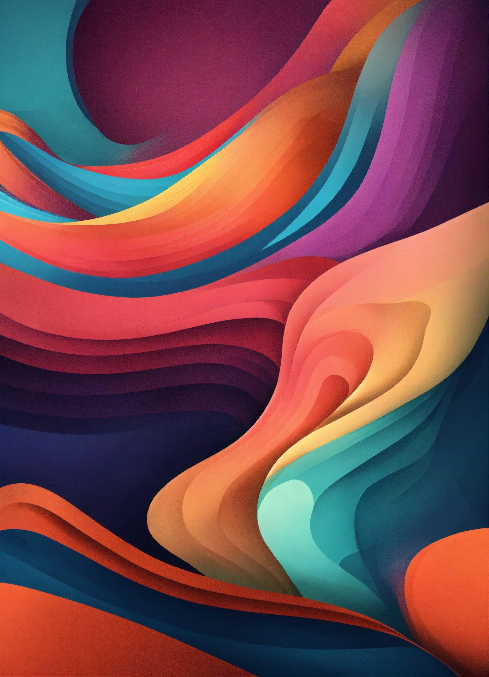 An Abstract Painting Of Colorful Lines And Shapes