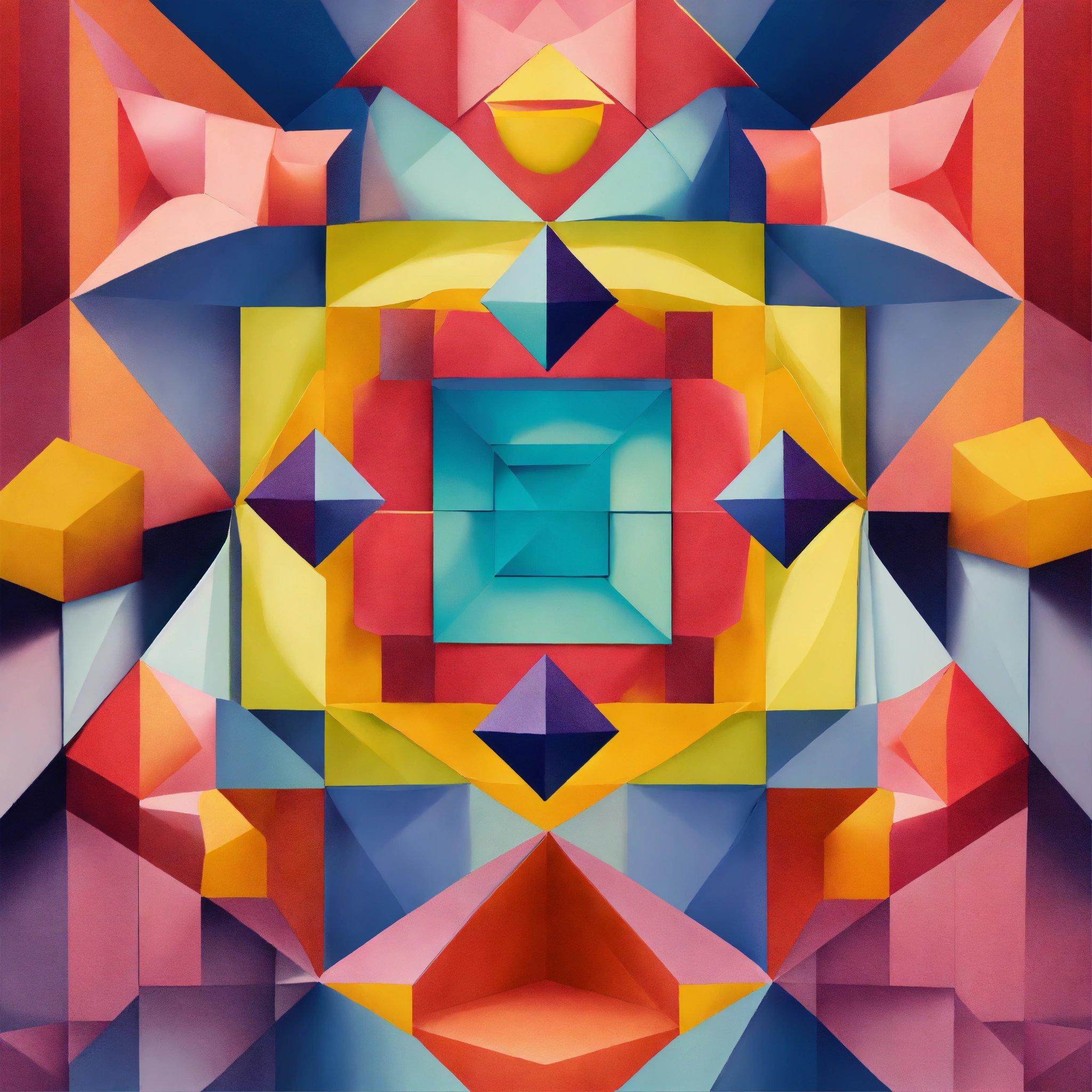 An Abstract Painting Of Colorful Shapes