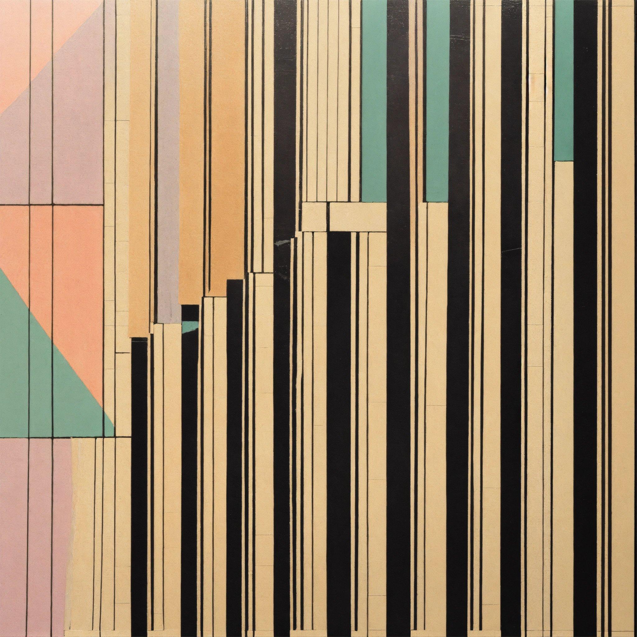 An Abstract Painting Of Lines And Shapes On A Wall