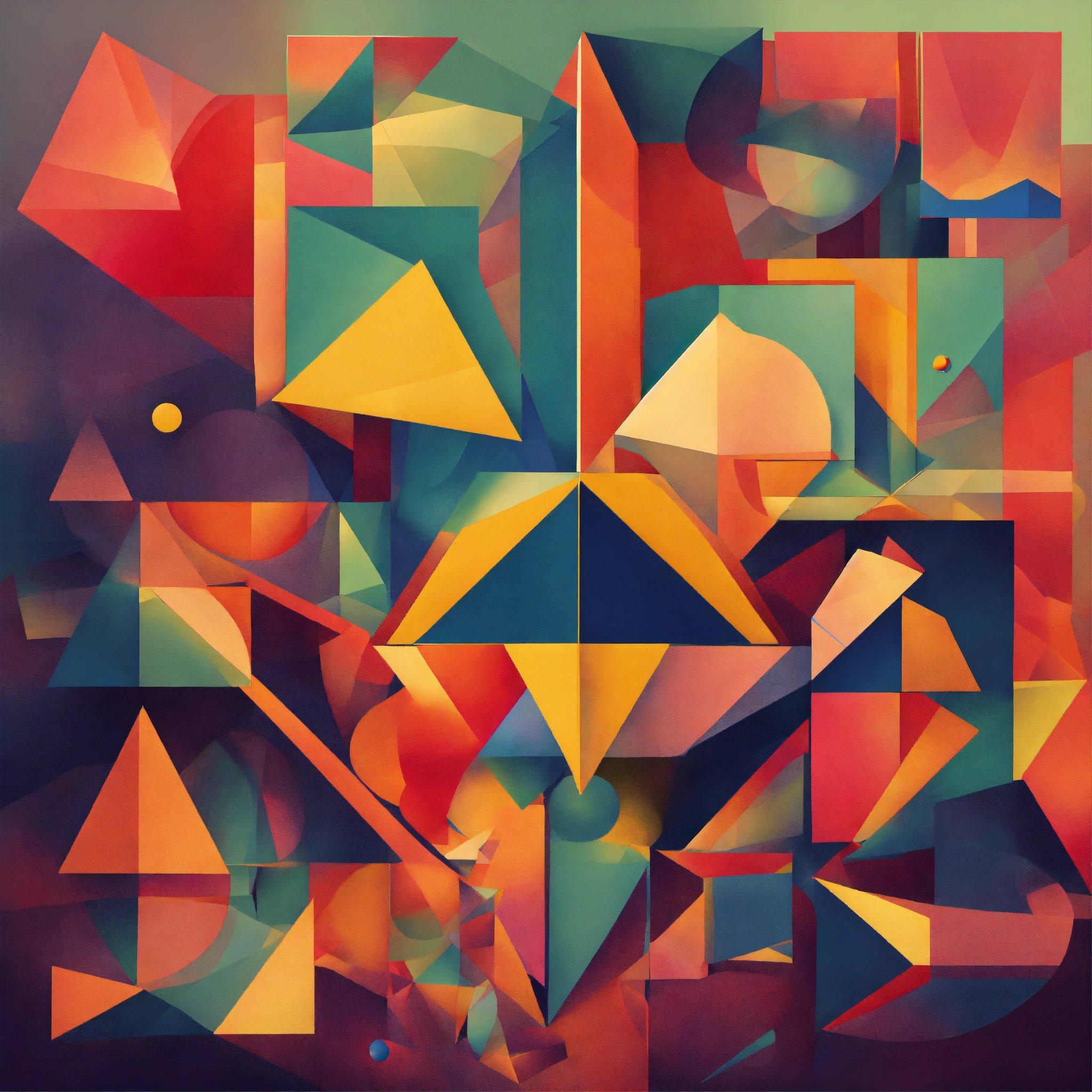 An Abstract Painting Of Many Different Shapes