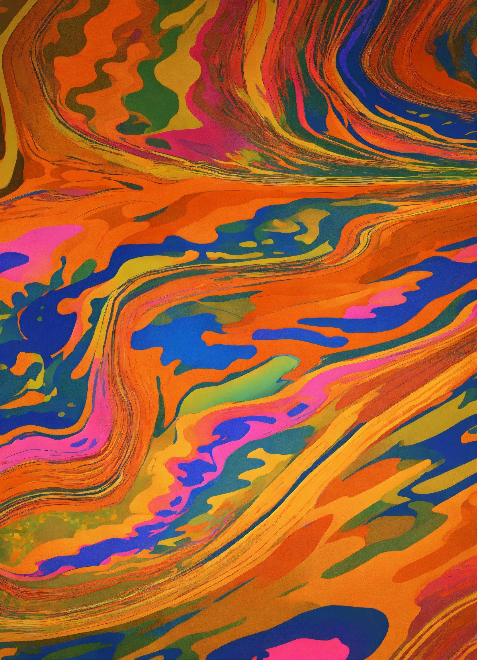 An Abstract Painting Of Multicolored Paint