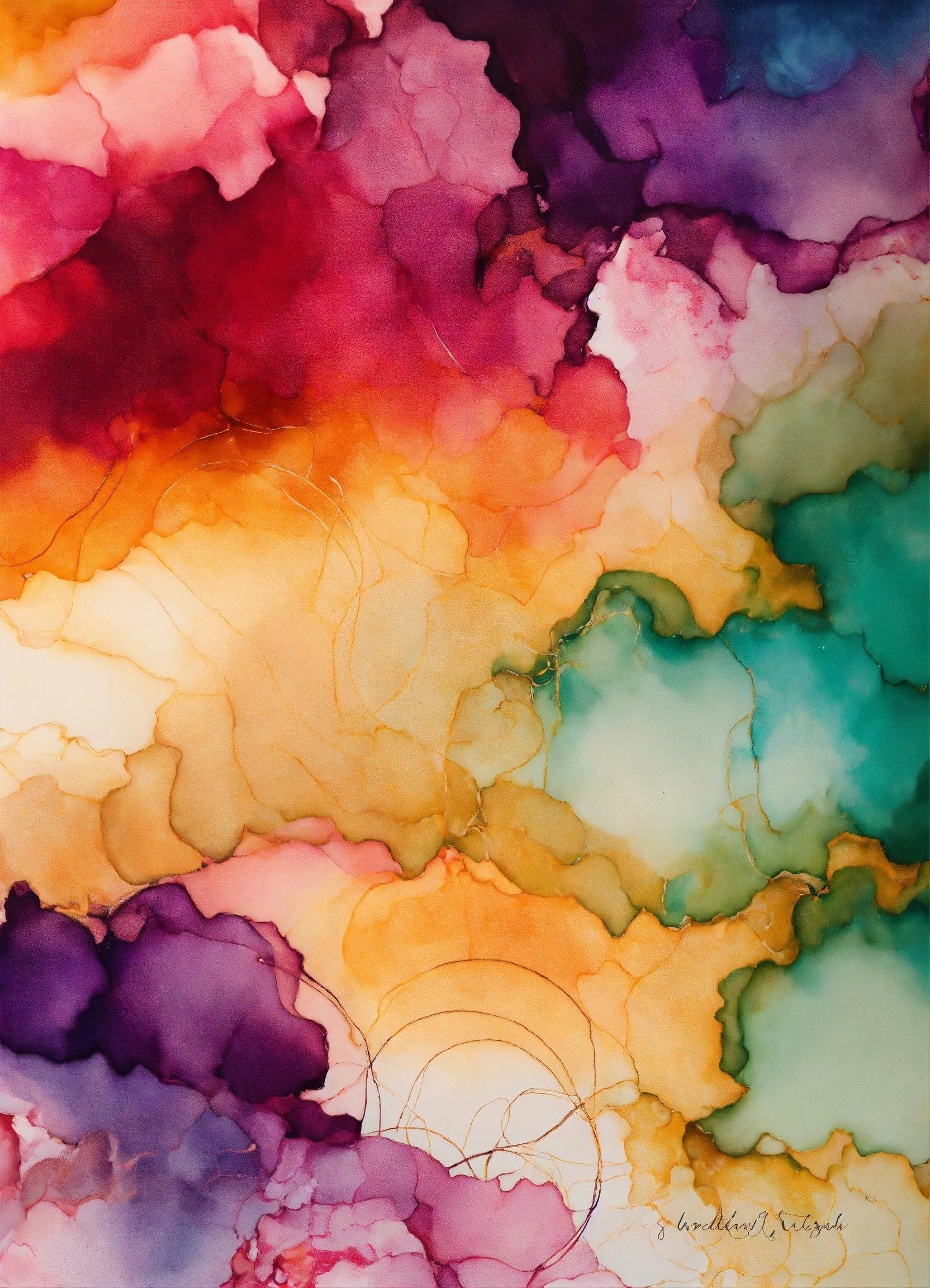 An Abstract Painting Of Multicolored Watercolors