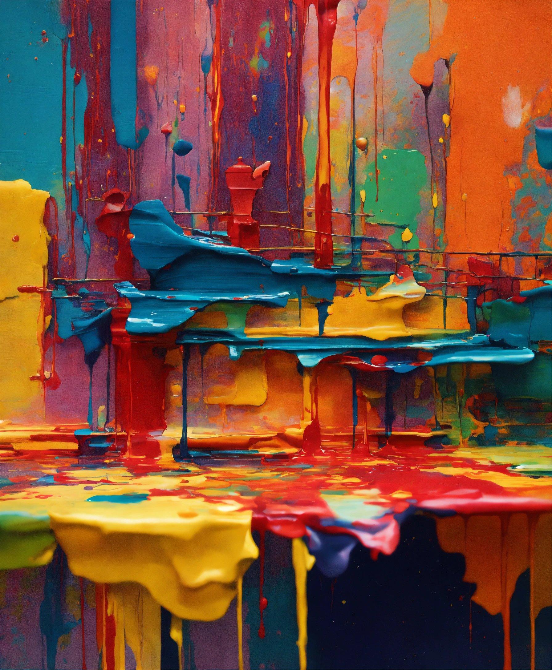 An Abstract Painting Of Multiple Colors Of Paint