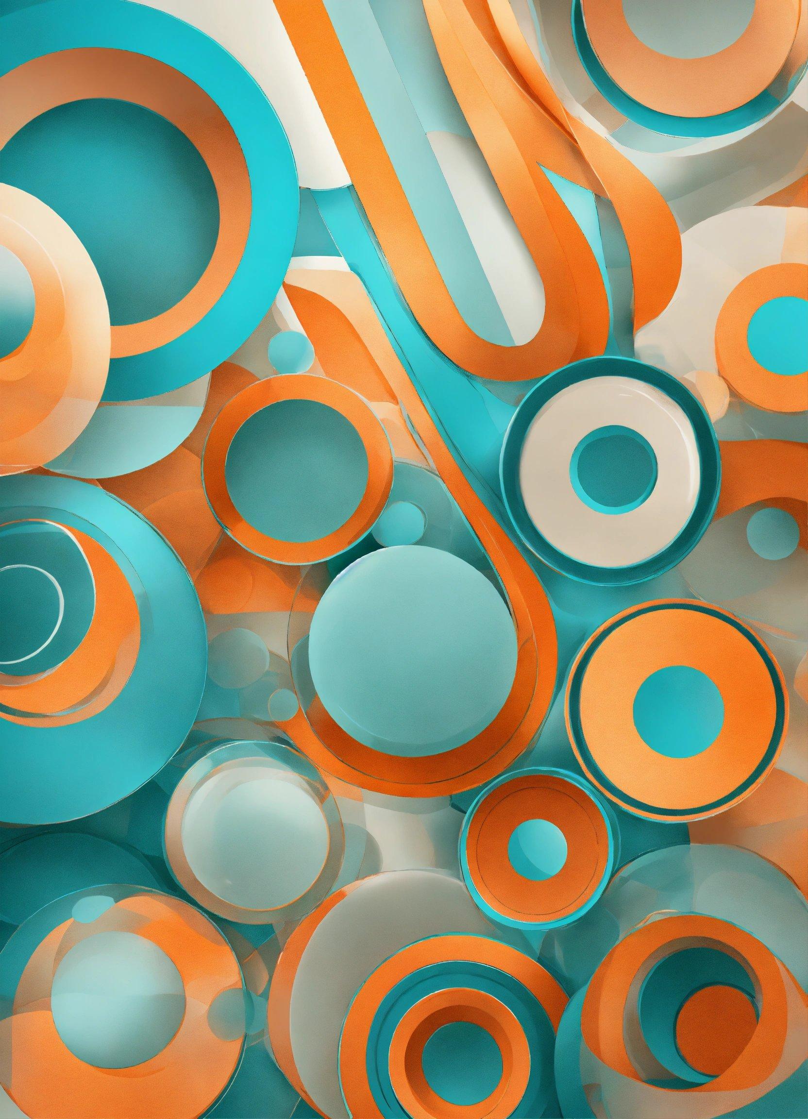 An Abstract Painting Of Orange And Blue Circles