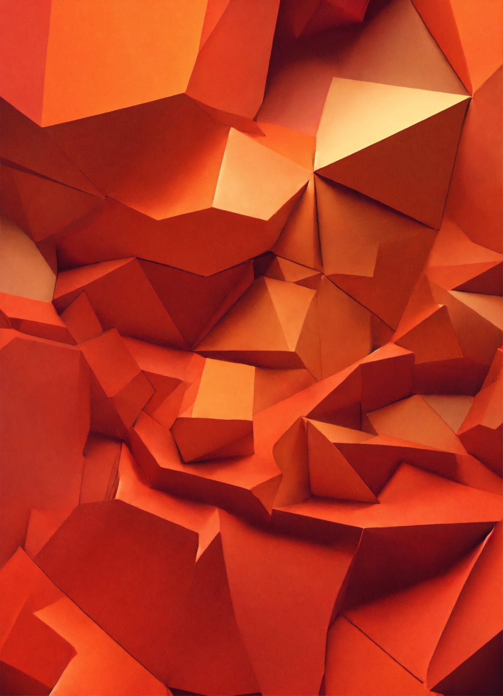 An Abstract Painting Of Orange Shapes