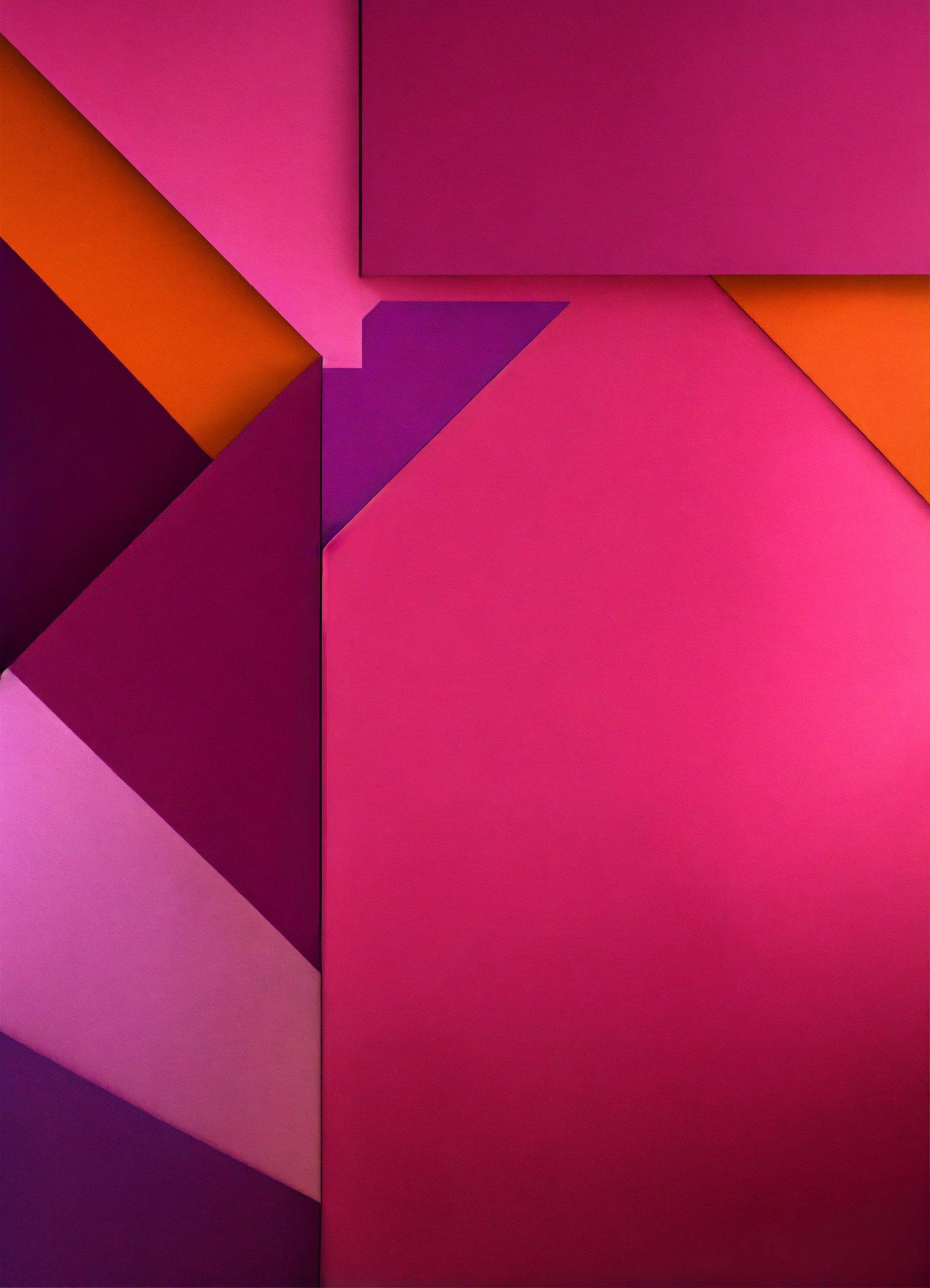 An Abstract Painting Of Pink And Purple Shapes