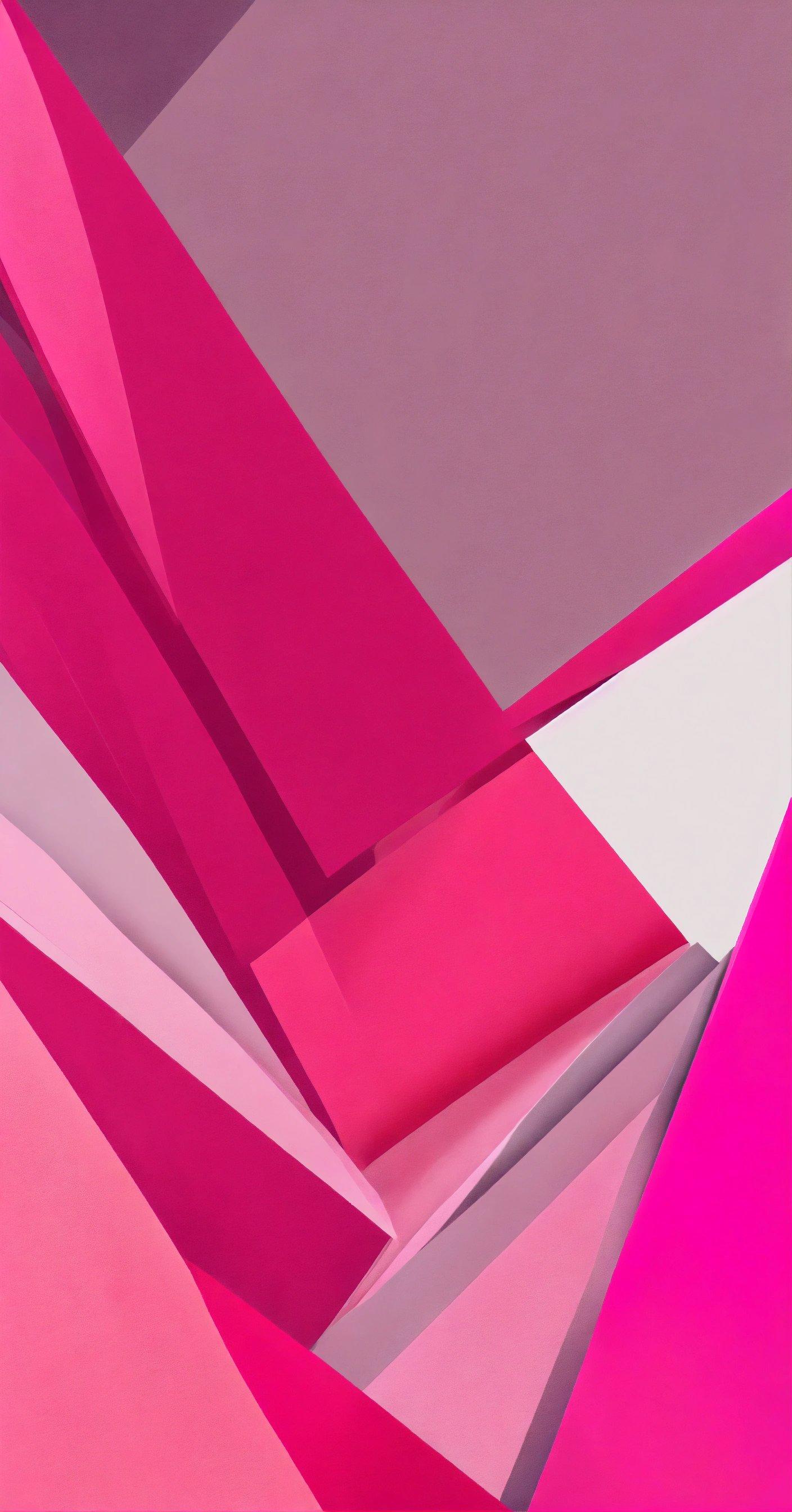 An Abstract Painting Of Pink And White Shapes