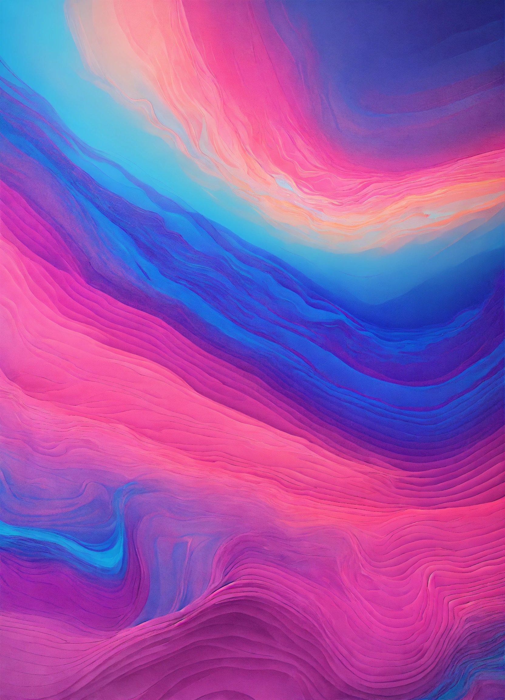 An Abstract Painting Of Pink, Blue, And Purple