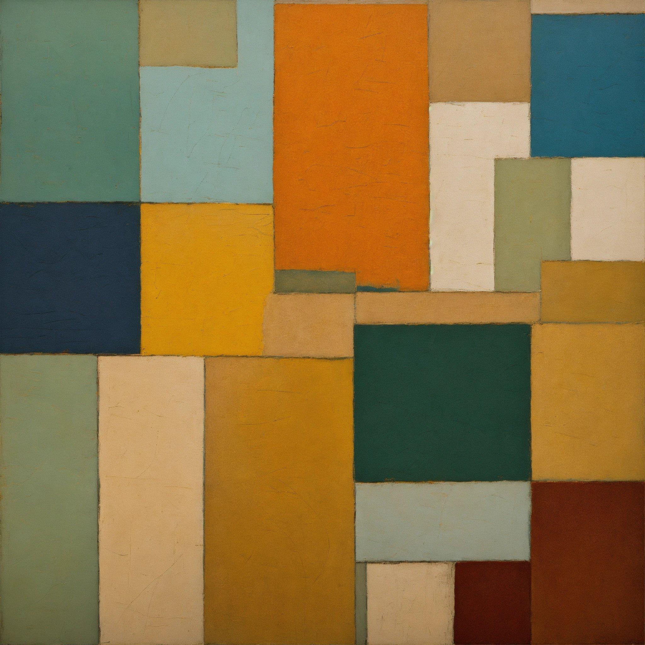 An Abstract Painting Of Squares And Rectangles