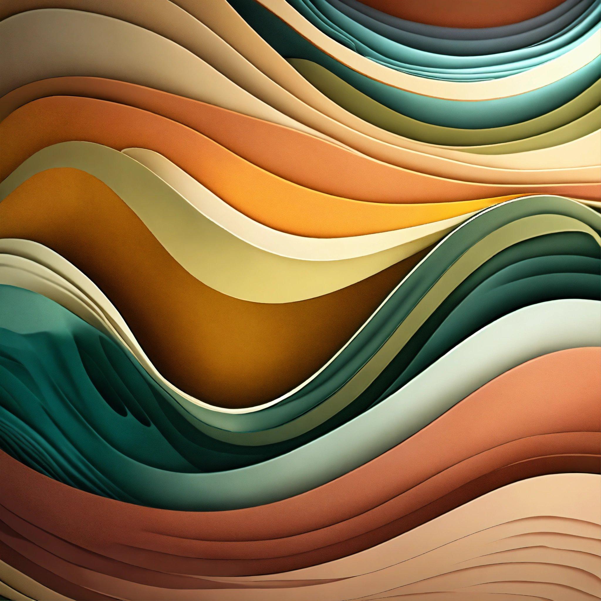 An Abstract Painting Of Wavy Lines And Colors