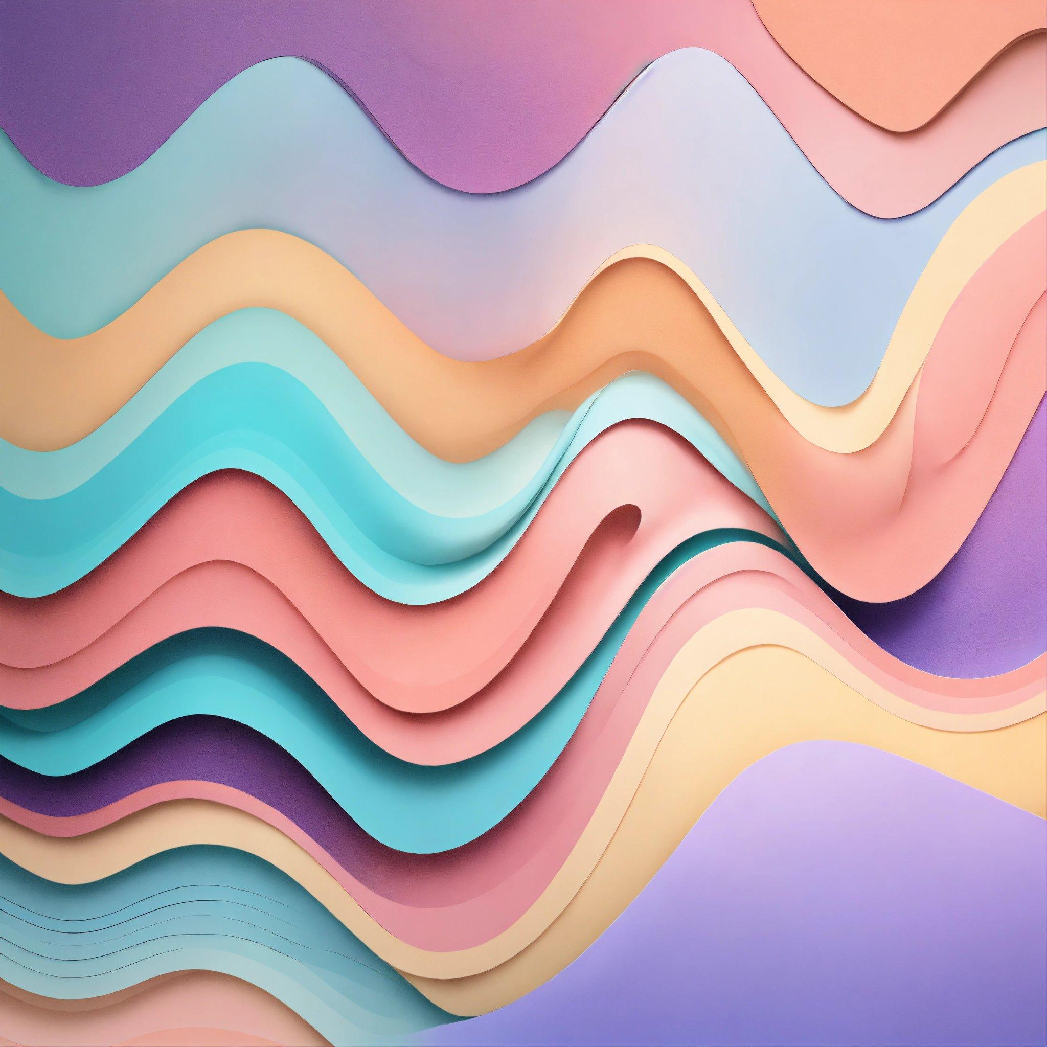 An Abstract Painting Of Wavy Shapes In Pastel Colors