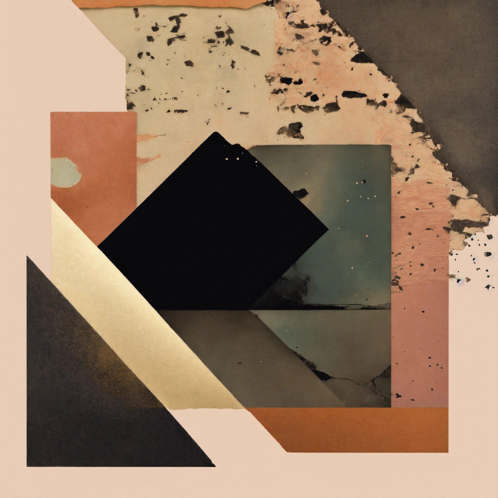 An Abstract Painting With A Black Square In The Middle