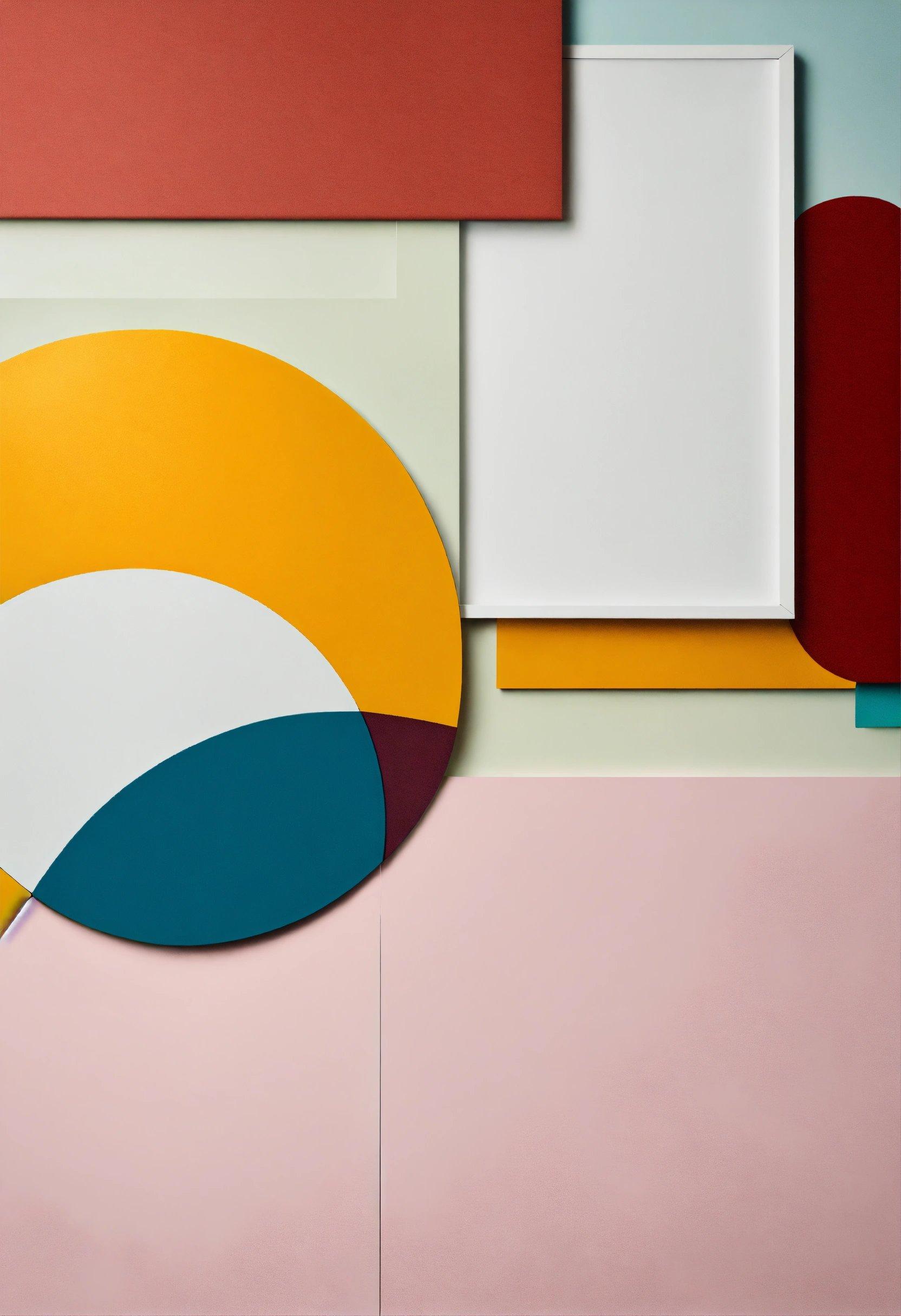 An Abstract Painting With A Circle And Two Rectangles