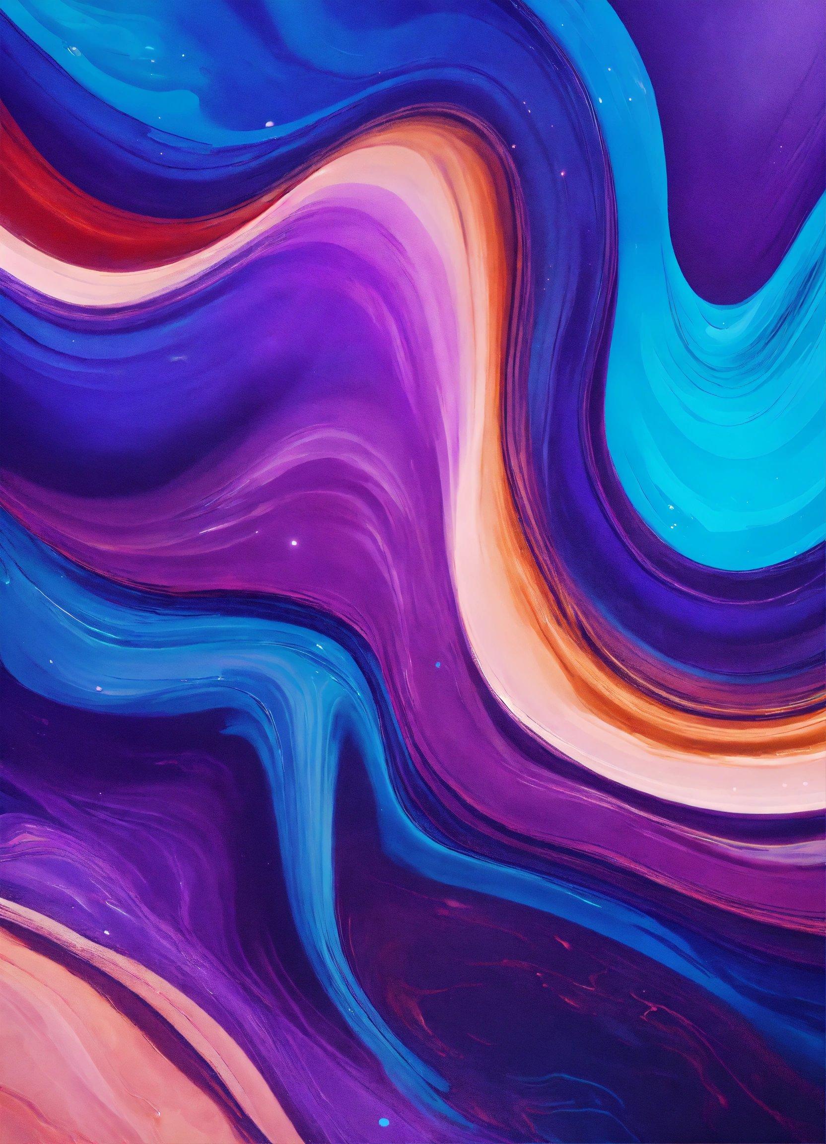 An Abstract Painting With A Purple, Blue, And Orange Swirl