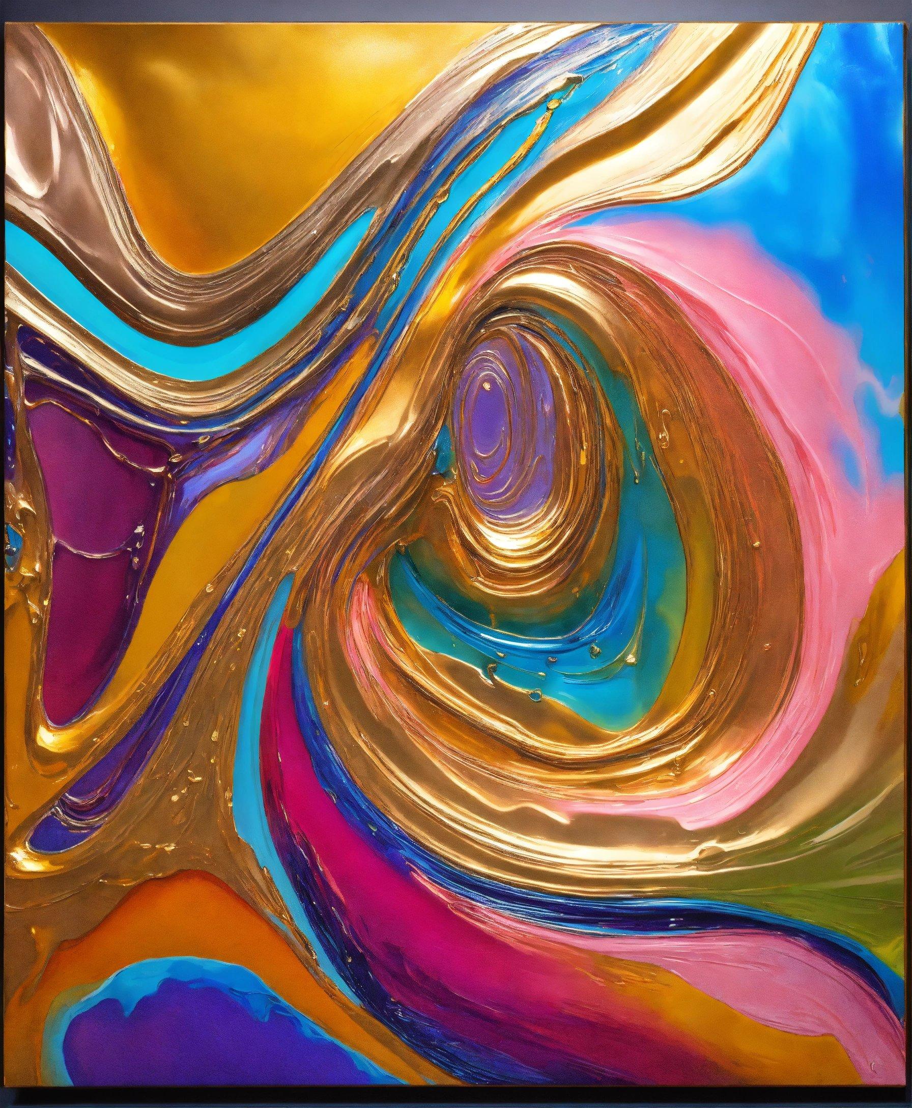 An Abstract Painting With A Spiral Design On It