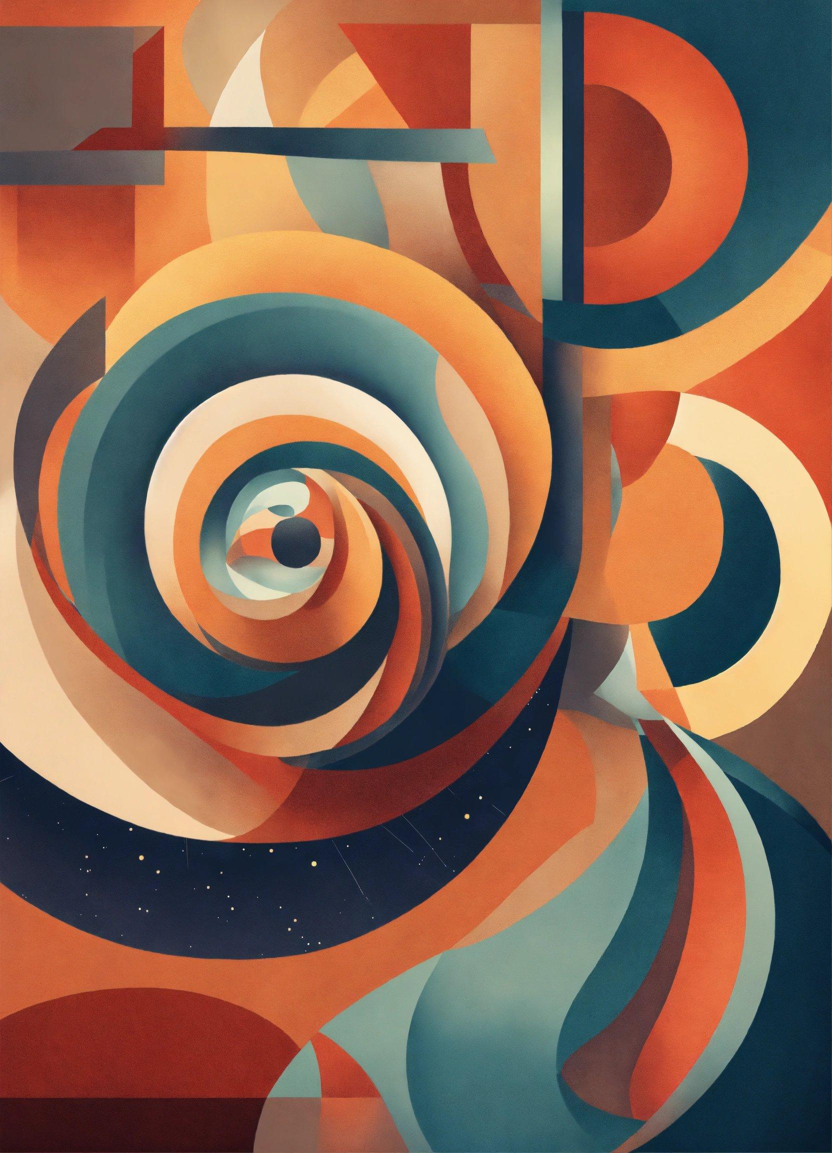 An Abstract Painting With A Spiral Design