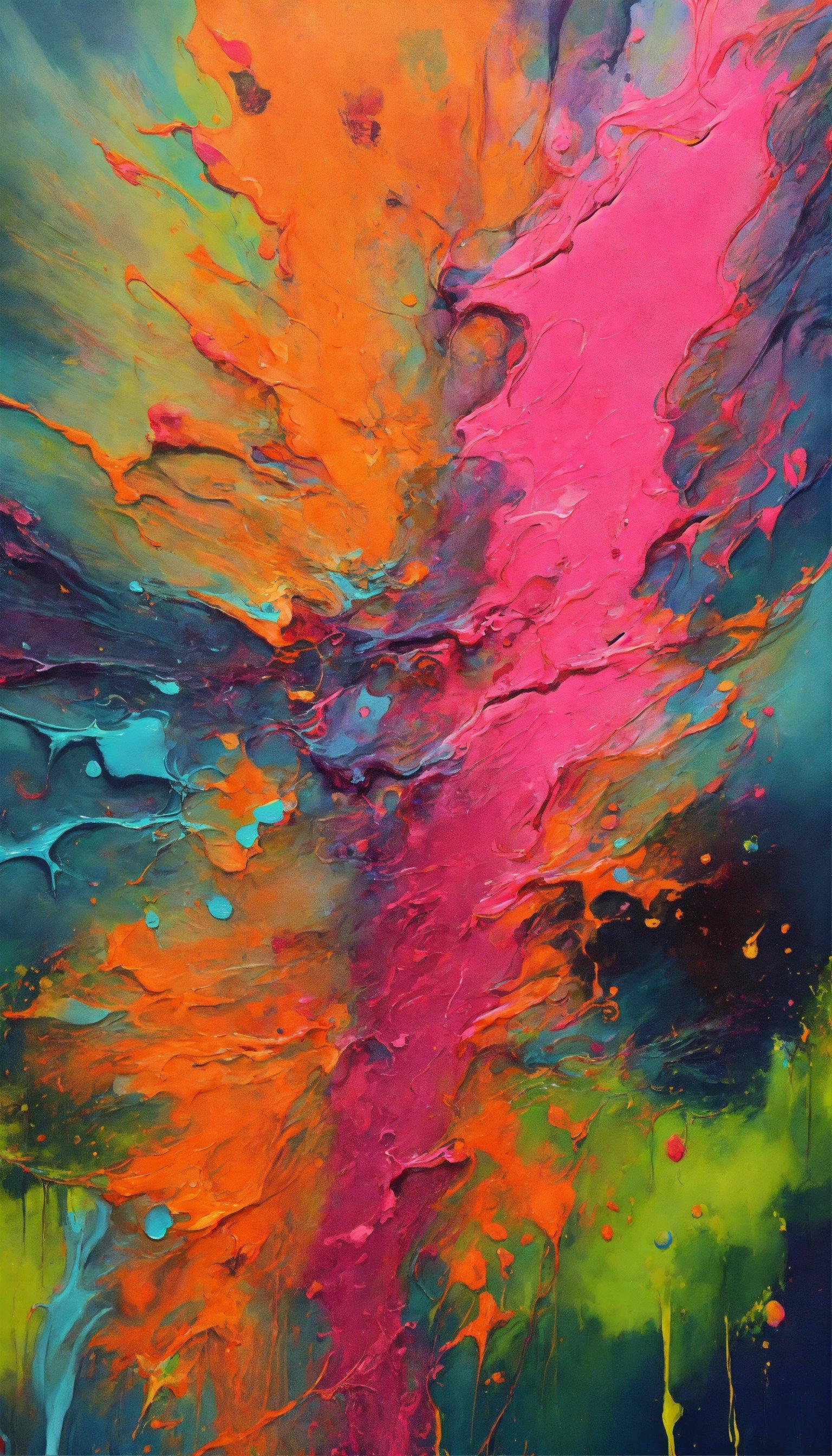 An Abstract Painting With Bright Colors