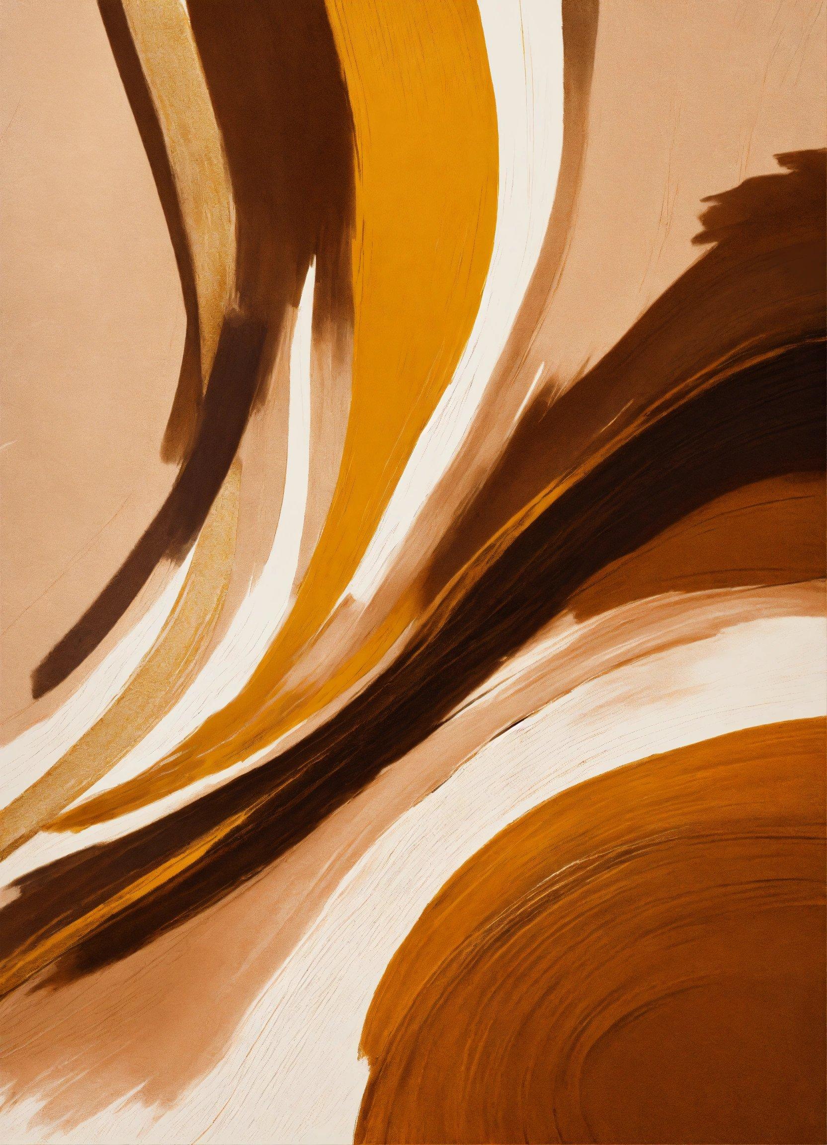 An Abstract Painting With Brown And White Colors