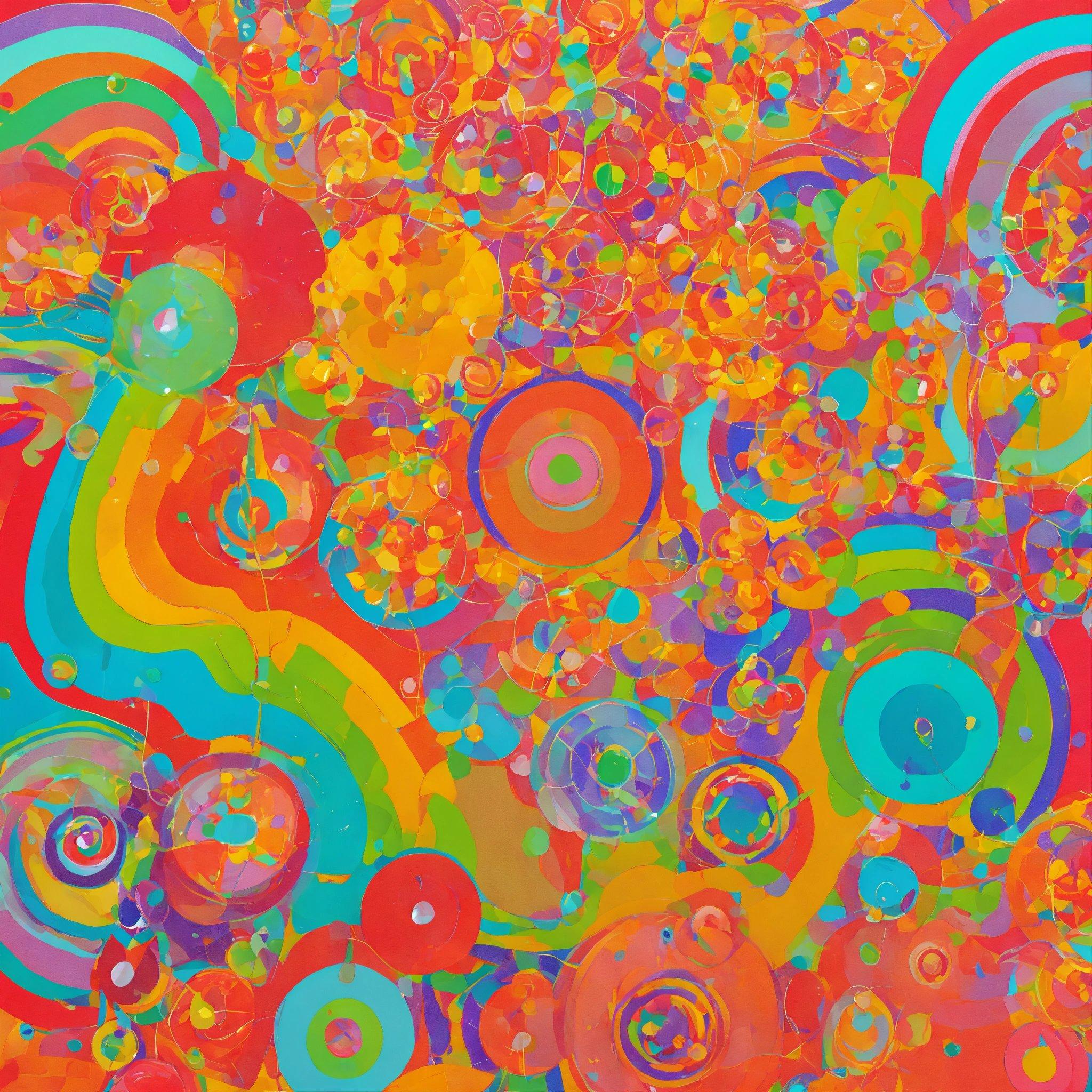 An Abstract Painting With Circles And Bubbles