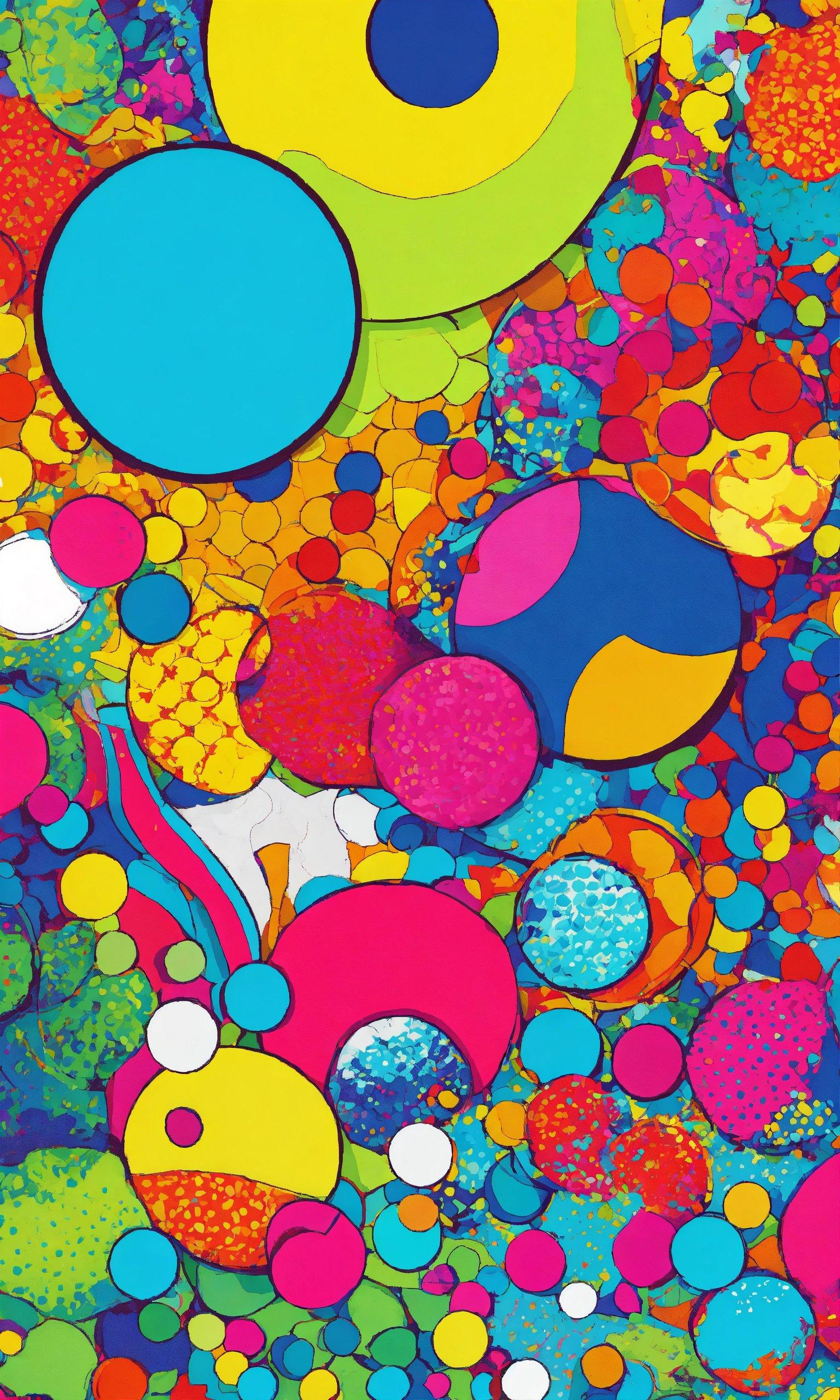 An Abstract Painting With Circles And Dots