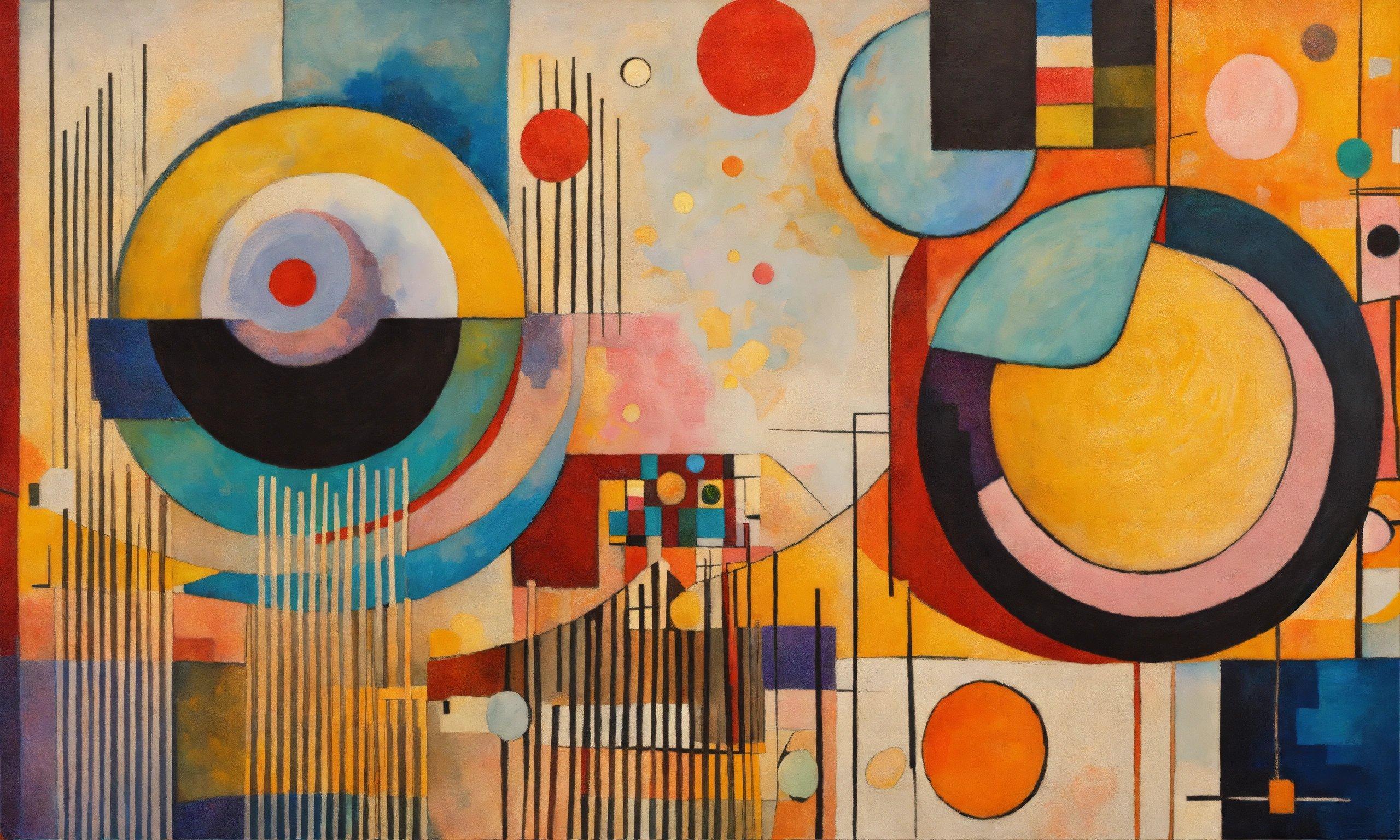 An Abstract Painting With Circles And Lines