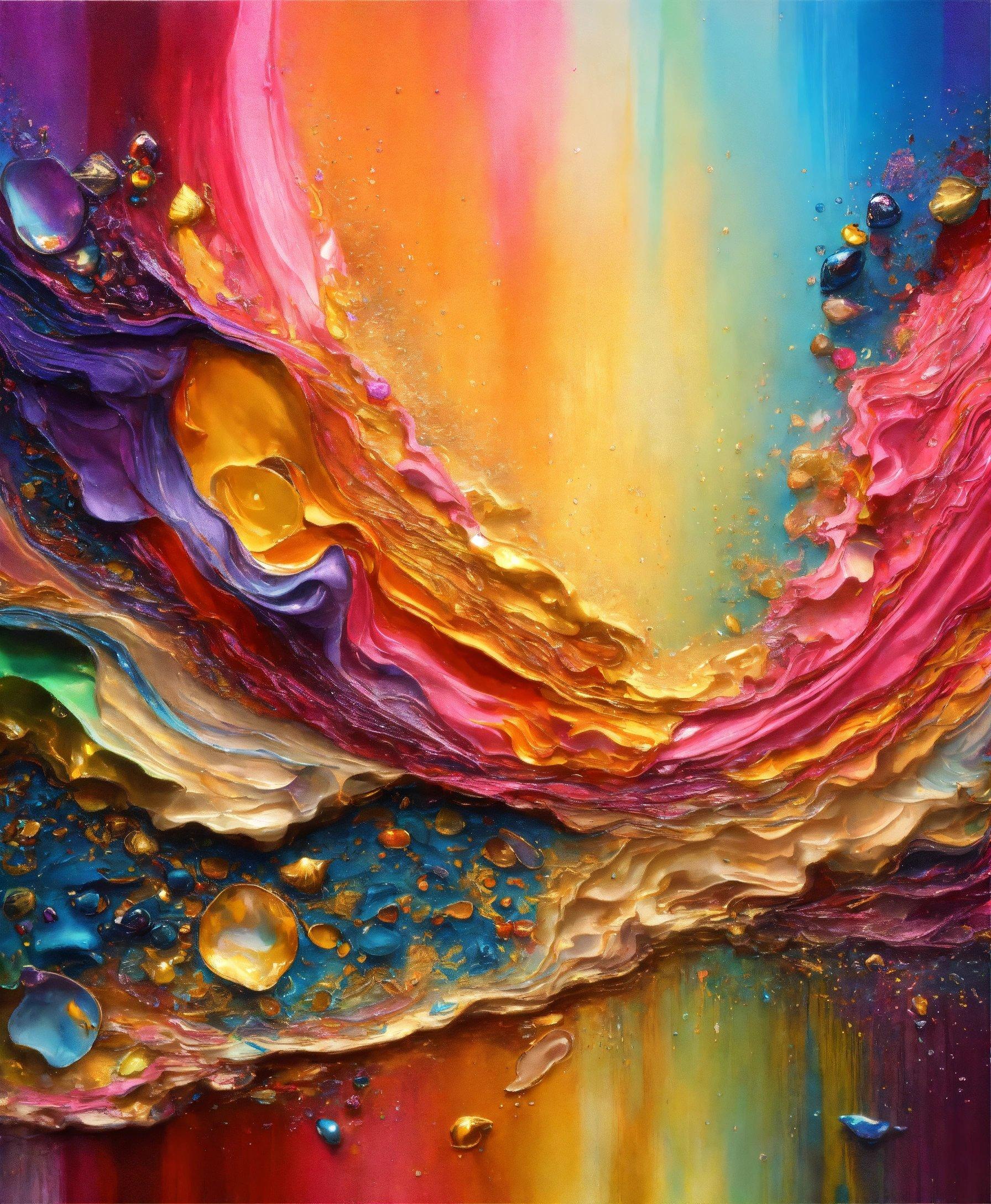 An Abstract Painting With Colorful Colors And Bubbles