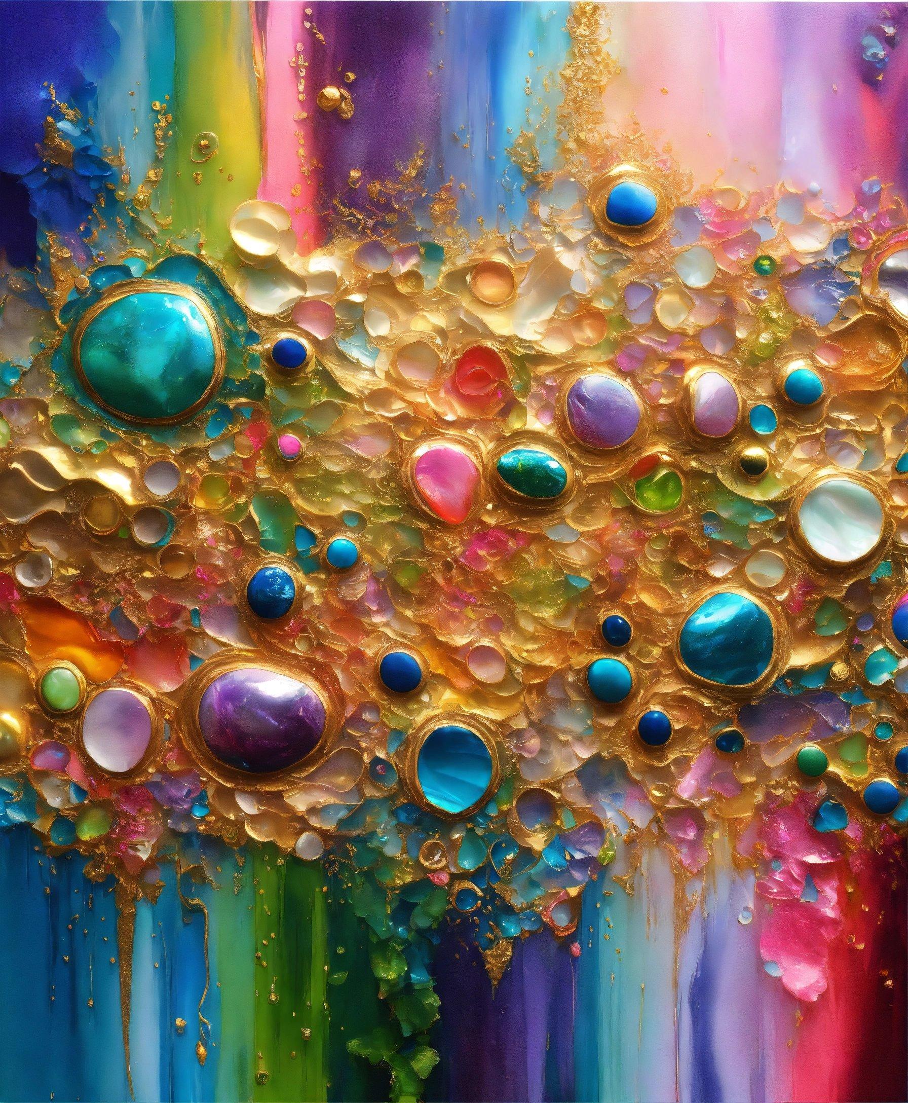 An Abstract Painting With Lots Of Bubbles On It