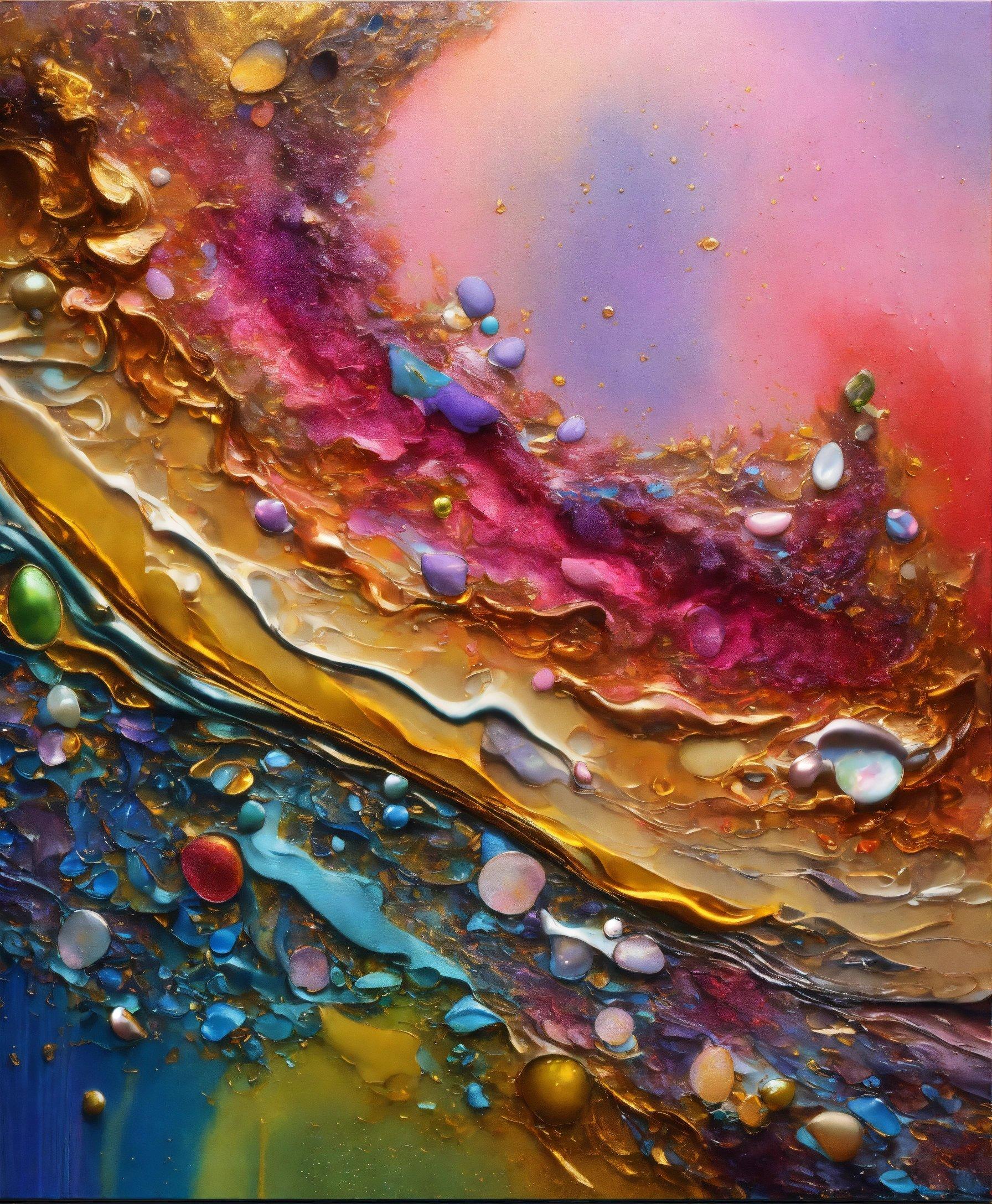 An Abstract Painting With Lots Of Colors And Bubbles