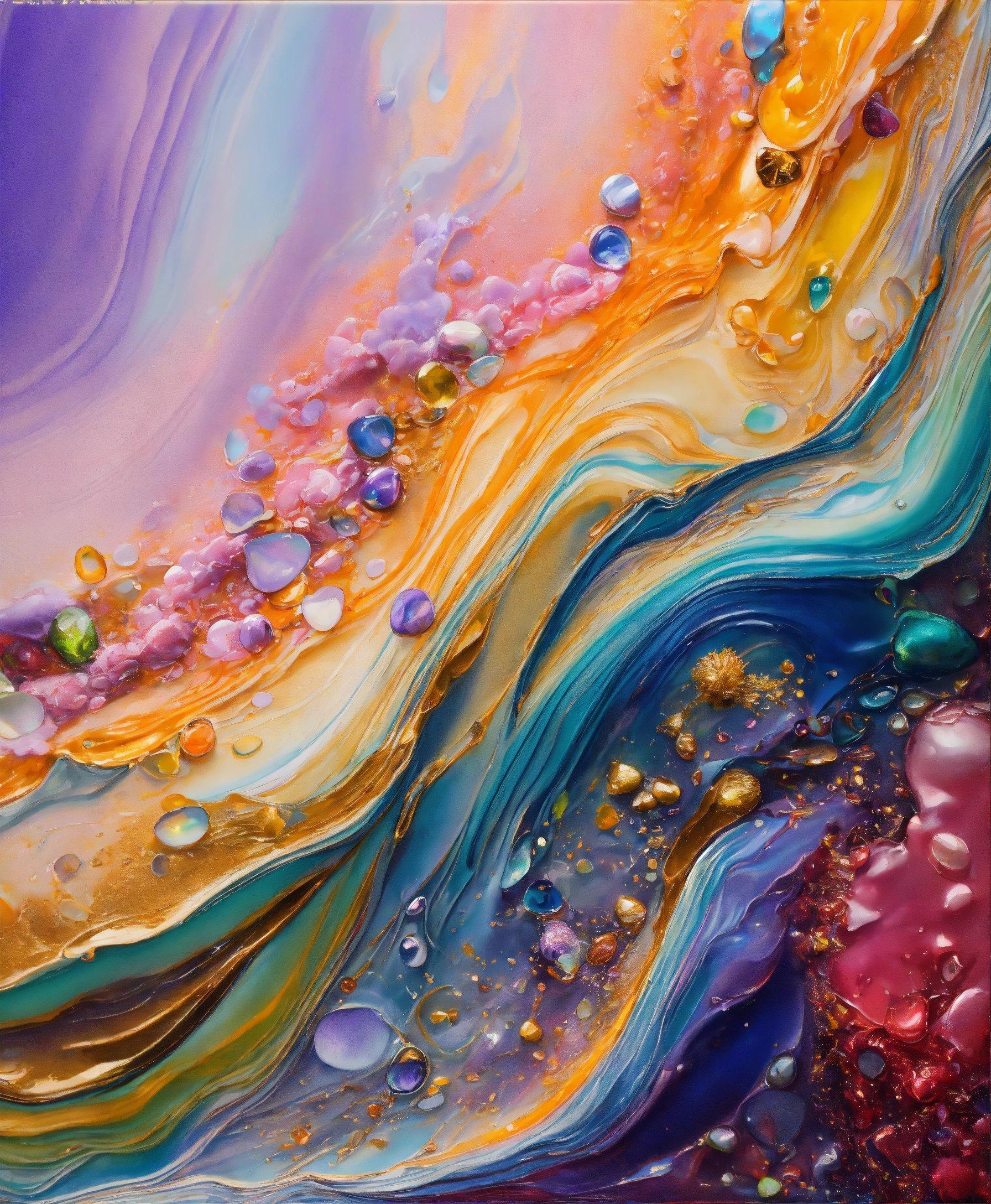 An Abstract Painting With Many Colors And Bubbles