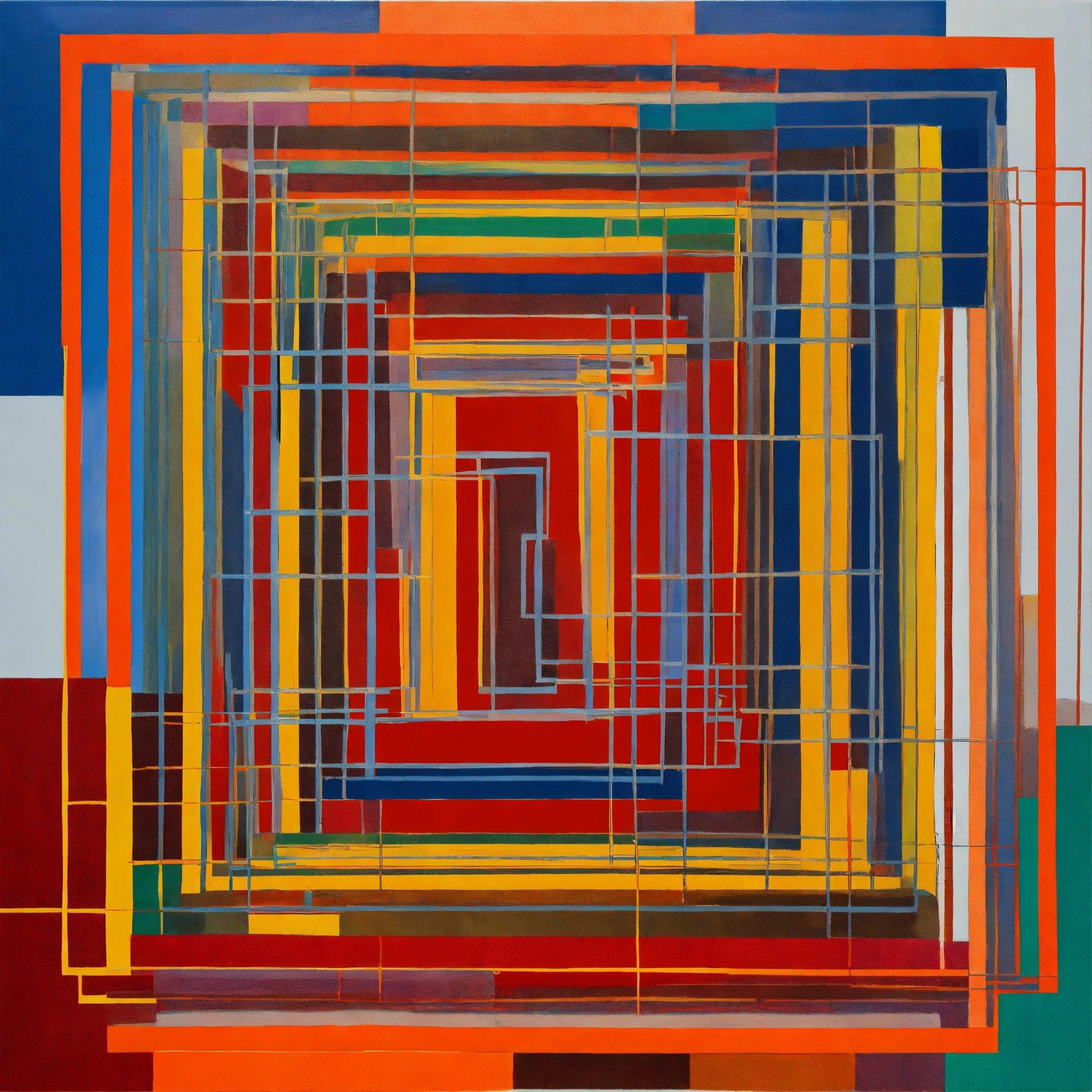 An Abstract Painting With Multiple Colors And Lines