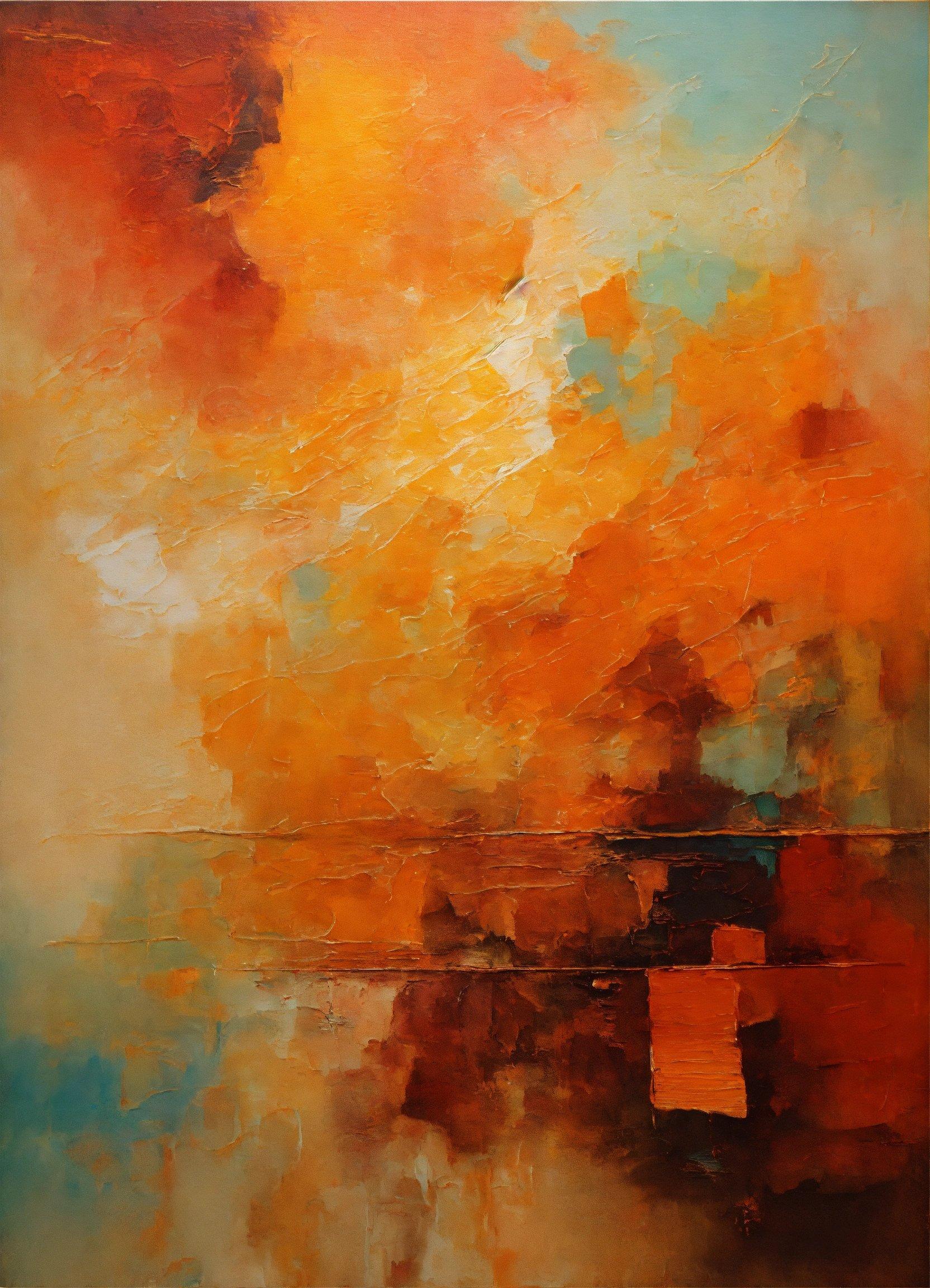 An Abstract Painting With Orange And Yellow Colors