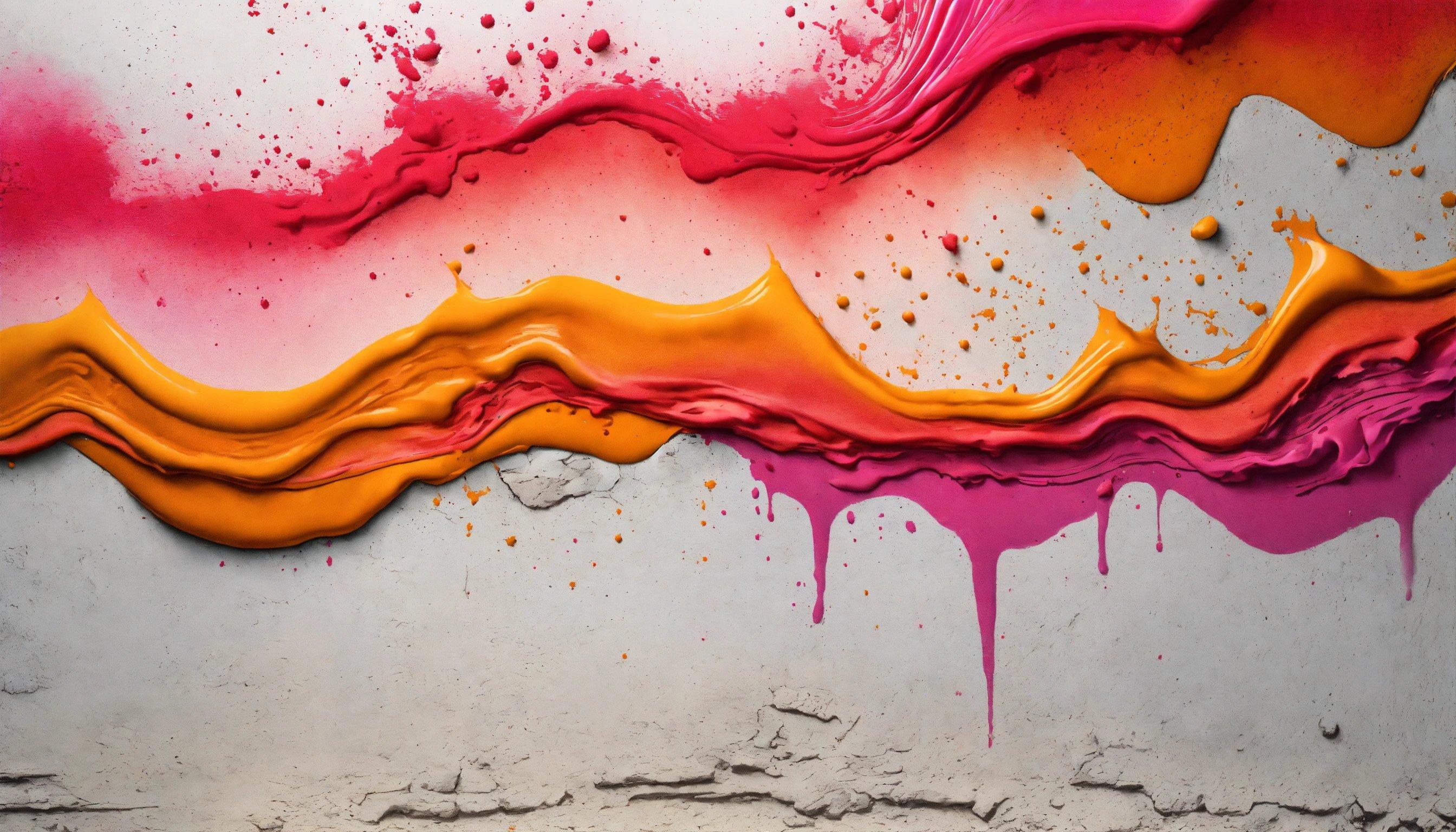 An Abstract Painting With Orange, Pink, And Yellow Colors