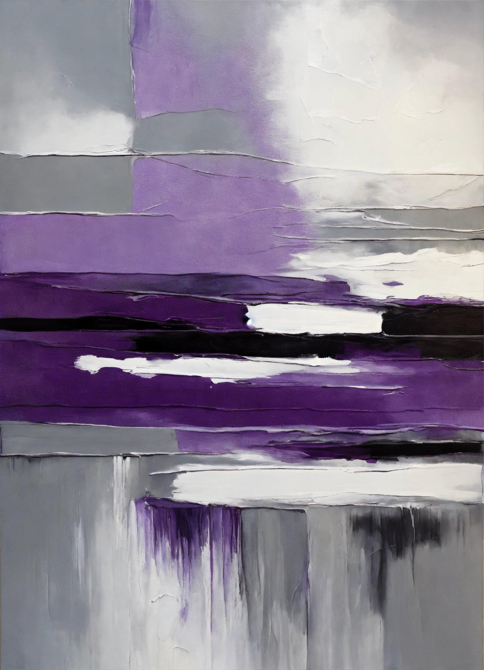 An Abstract Painting With Purple And Grey Colors