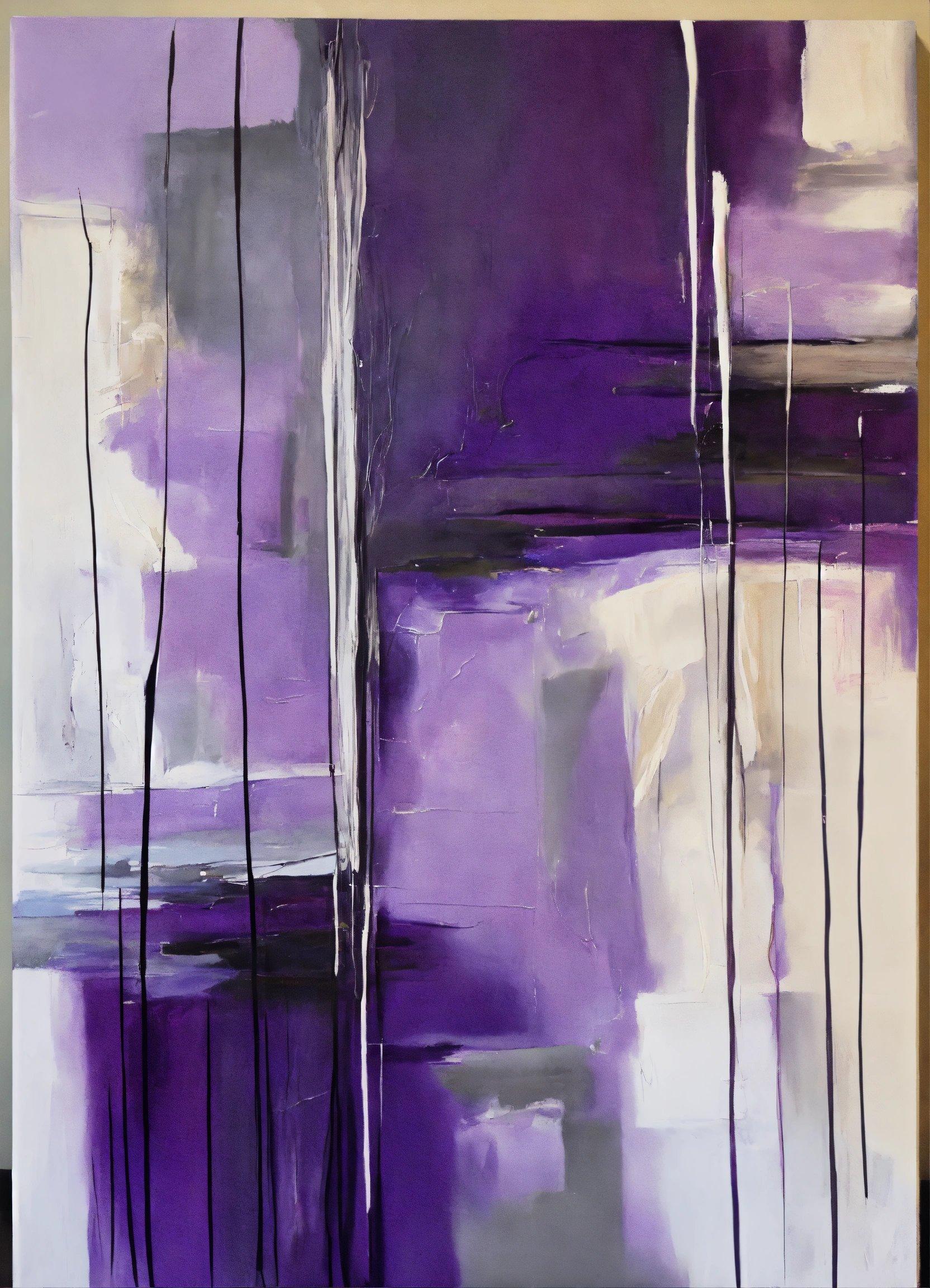 An Abstract Painting With Purple And White Colors