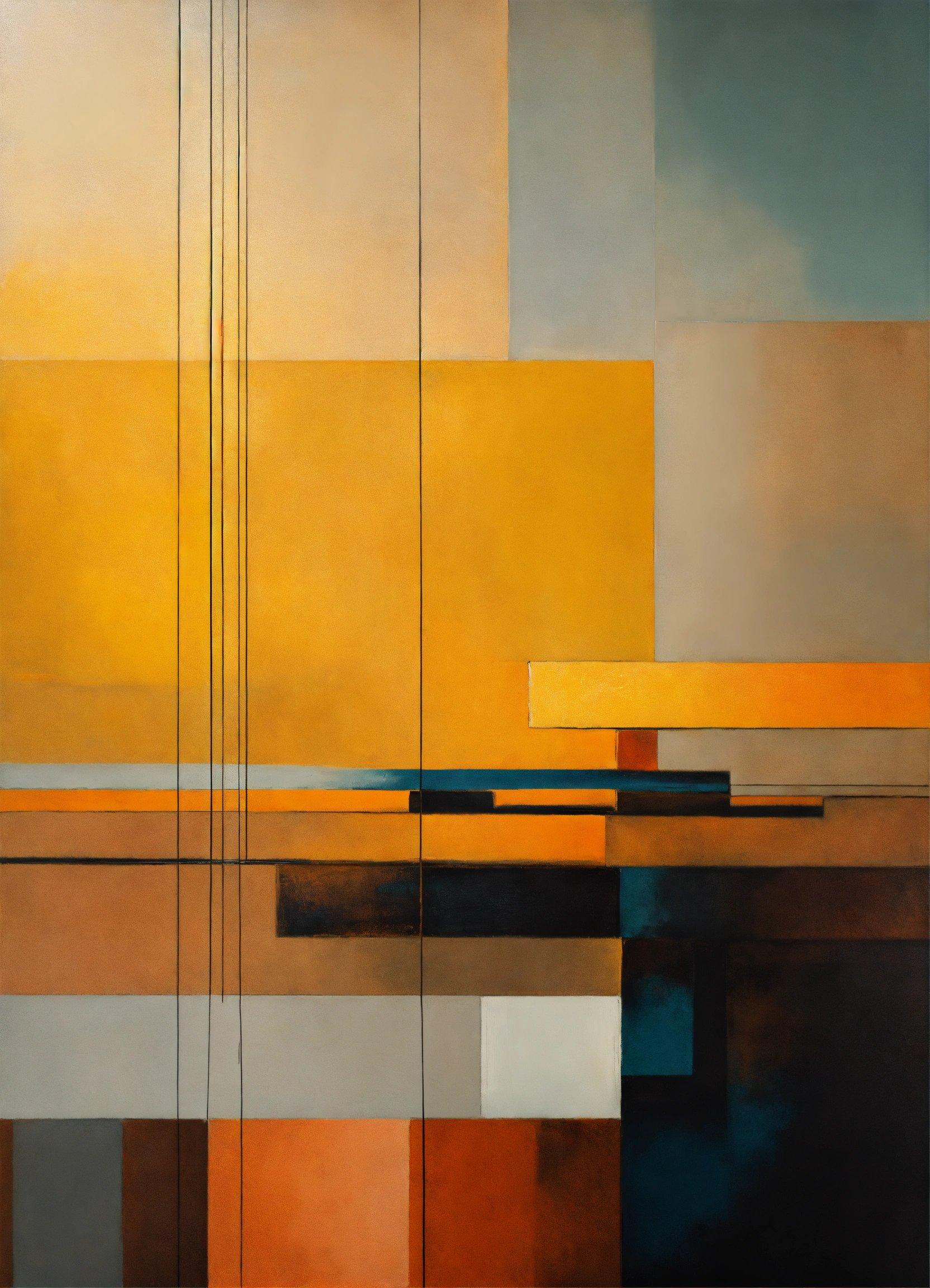 An Abstract Painting With Yellow And Brown Colors