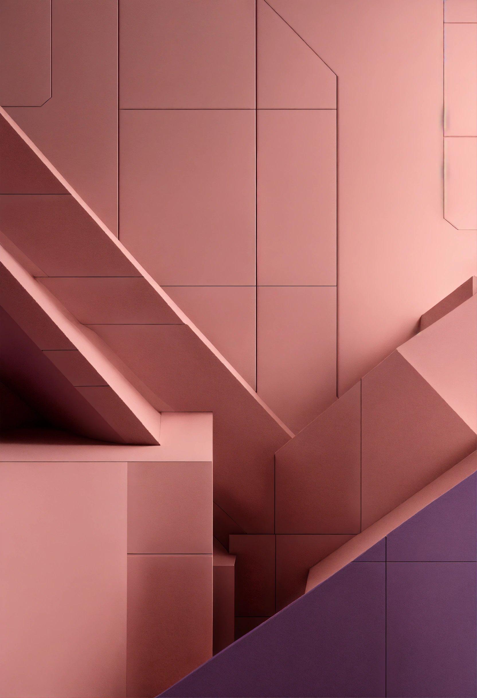 An Abstract Photo Of A Staircase In Pink And Purple