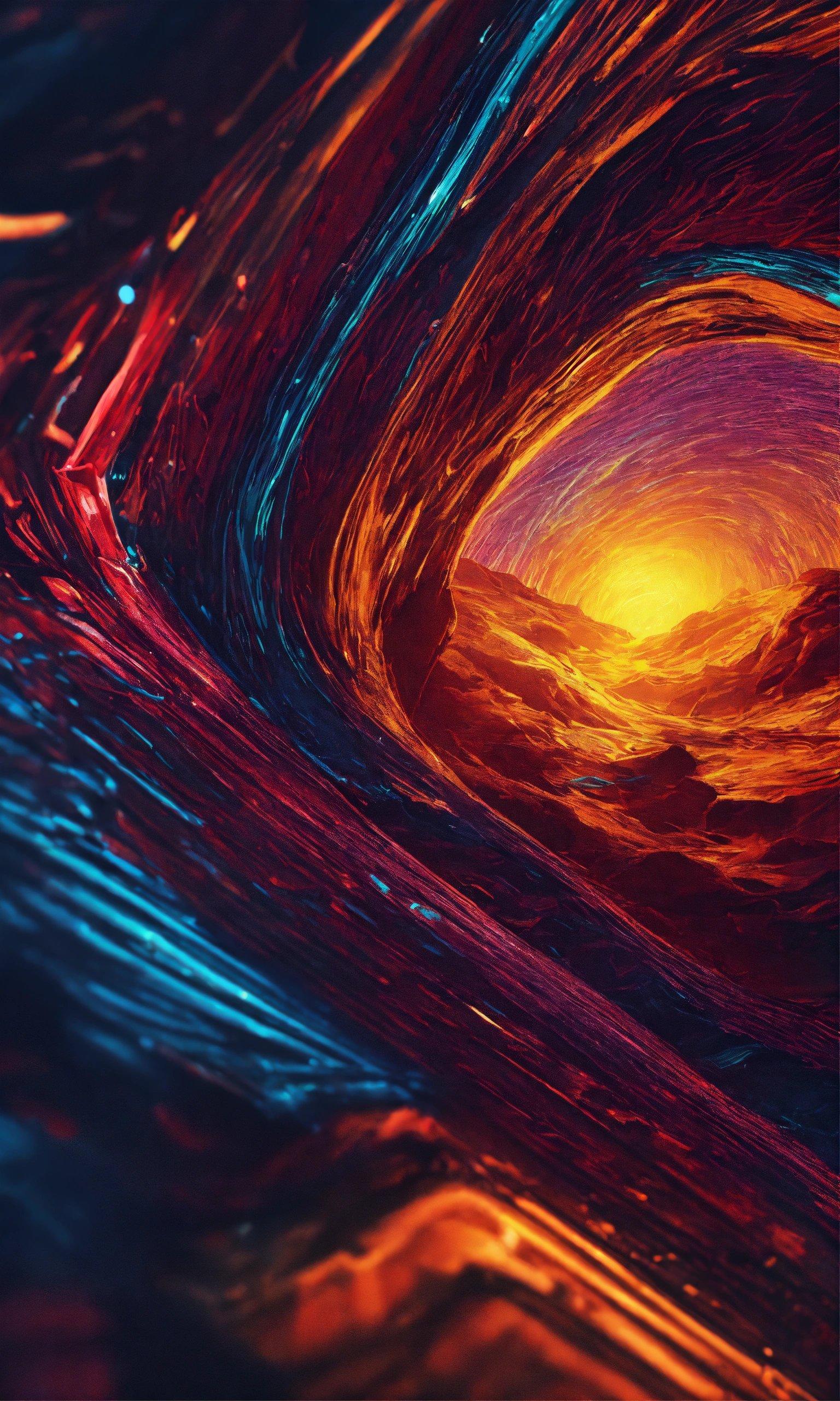 An Abstract Picture Of A Bright Orange And Blue Swirl