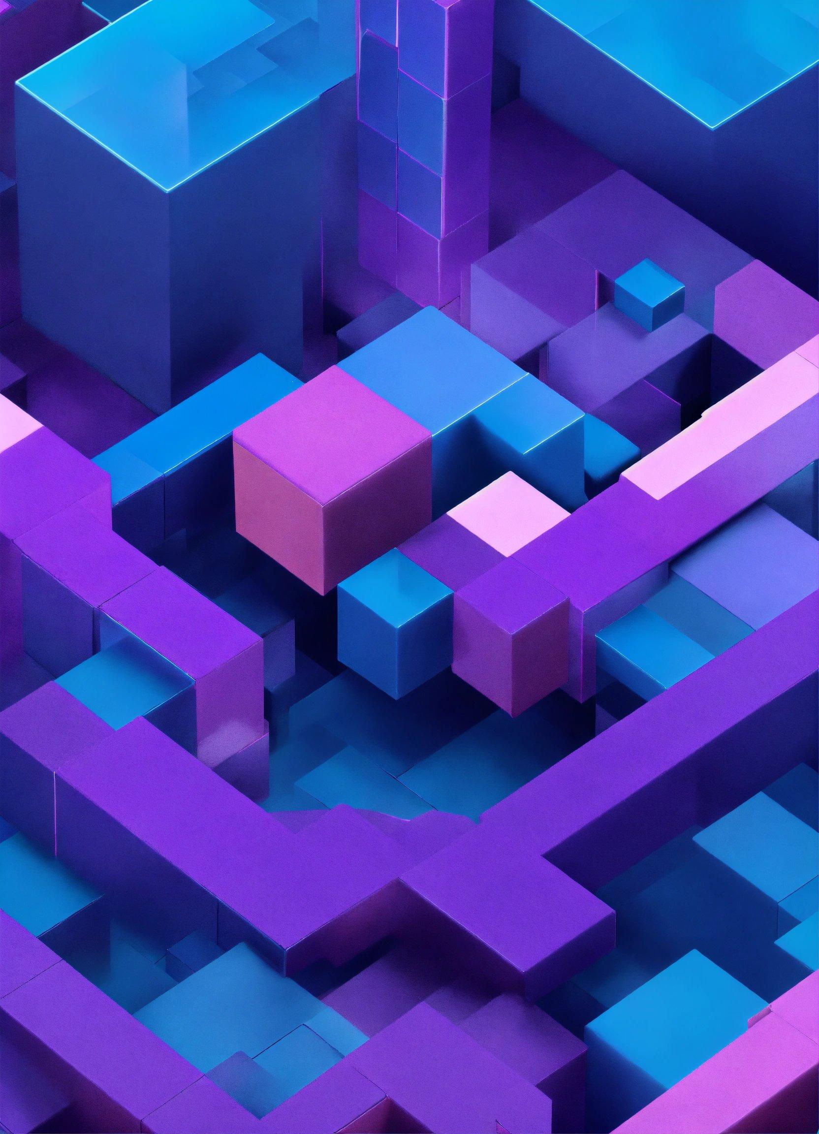 An Abstract Purple And Blue Background With A Maze