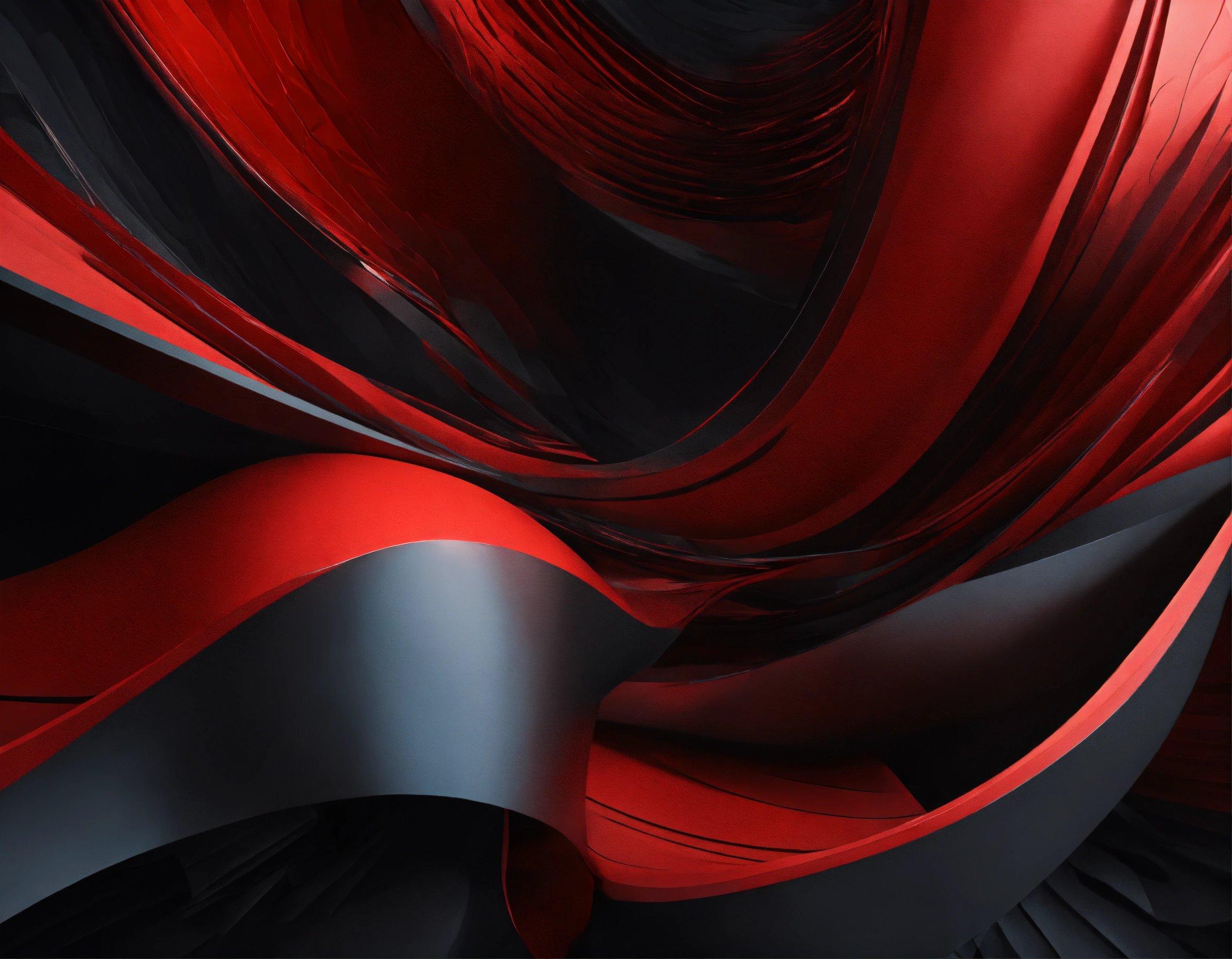 An Abstract Red And Black Background With Curves